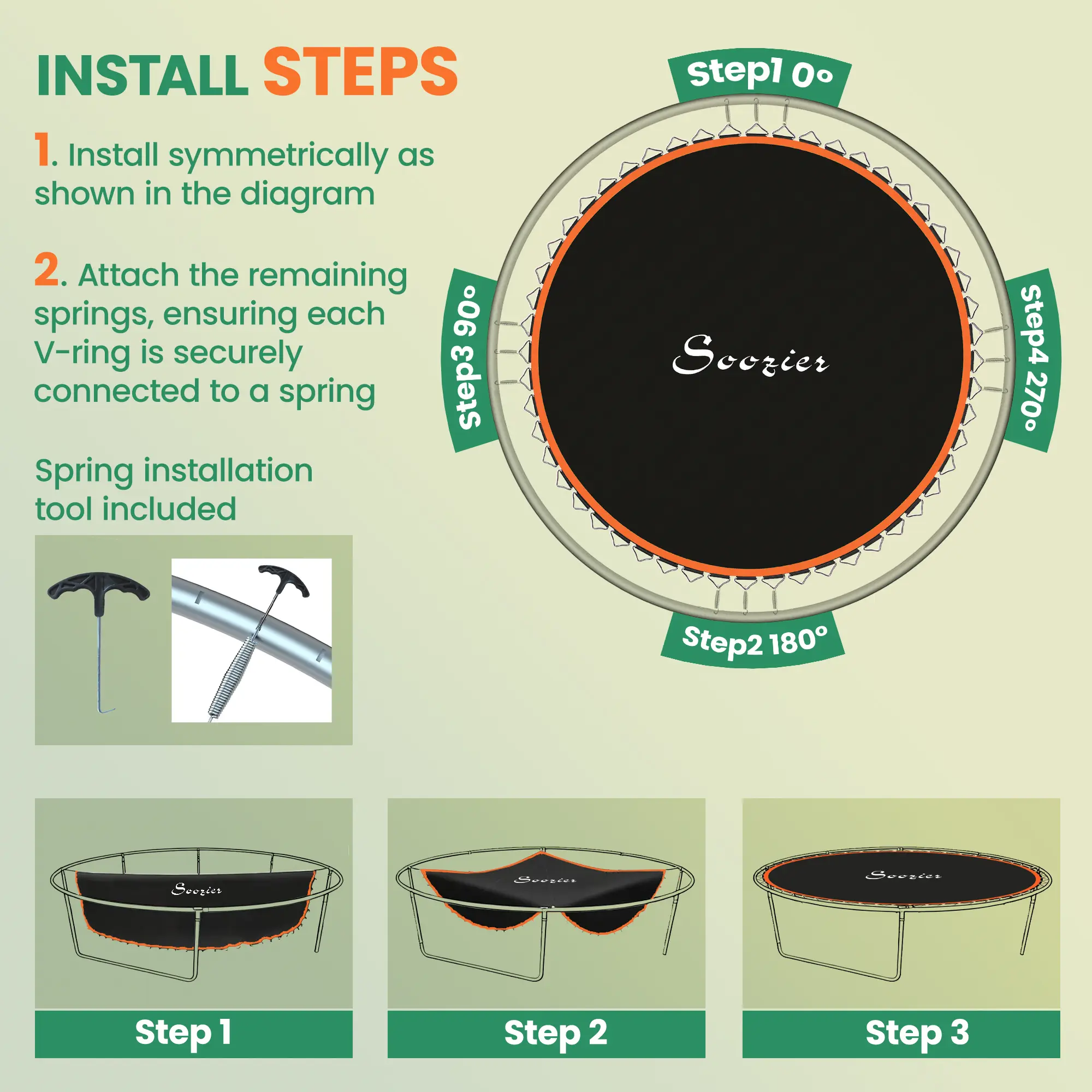 Trampoline Replacement Mat, Fits 12 Trampoline w/ 72 V-Hooks & 5.5" Springs (Spring & Frame not Included), Orange