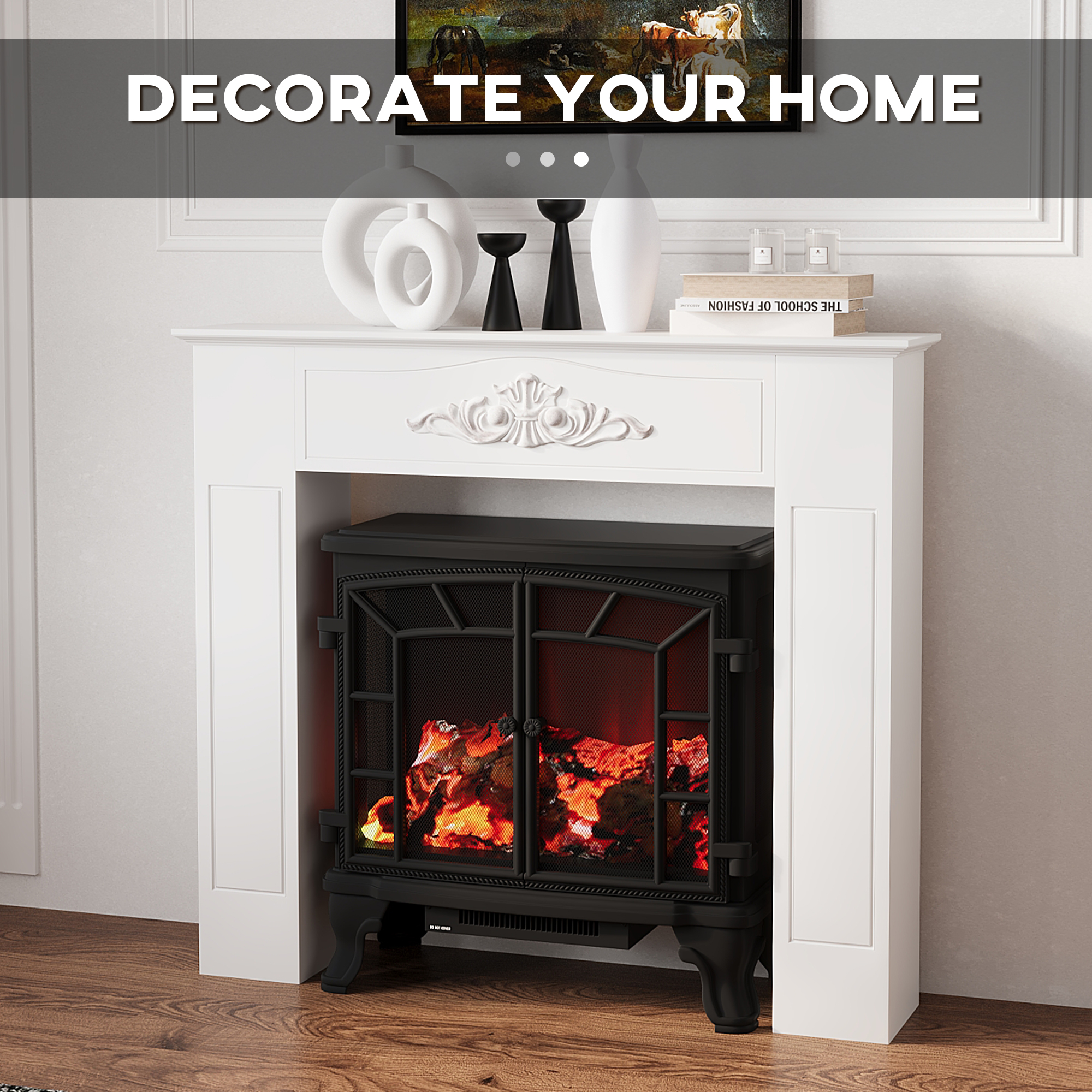 Freestanding Fireplace Surround, Modern Fireplace Mantel with Leg for Electric Fireplaces, 44.7" W x 40"… image 3