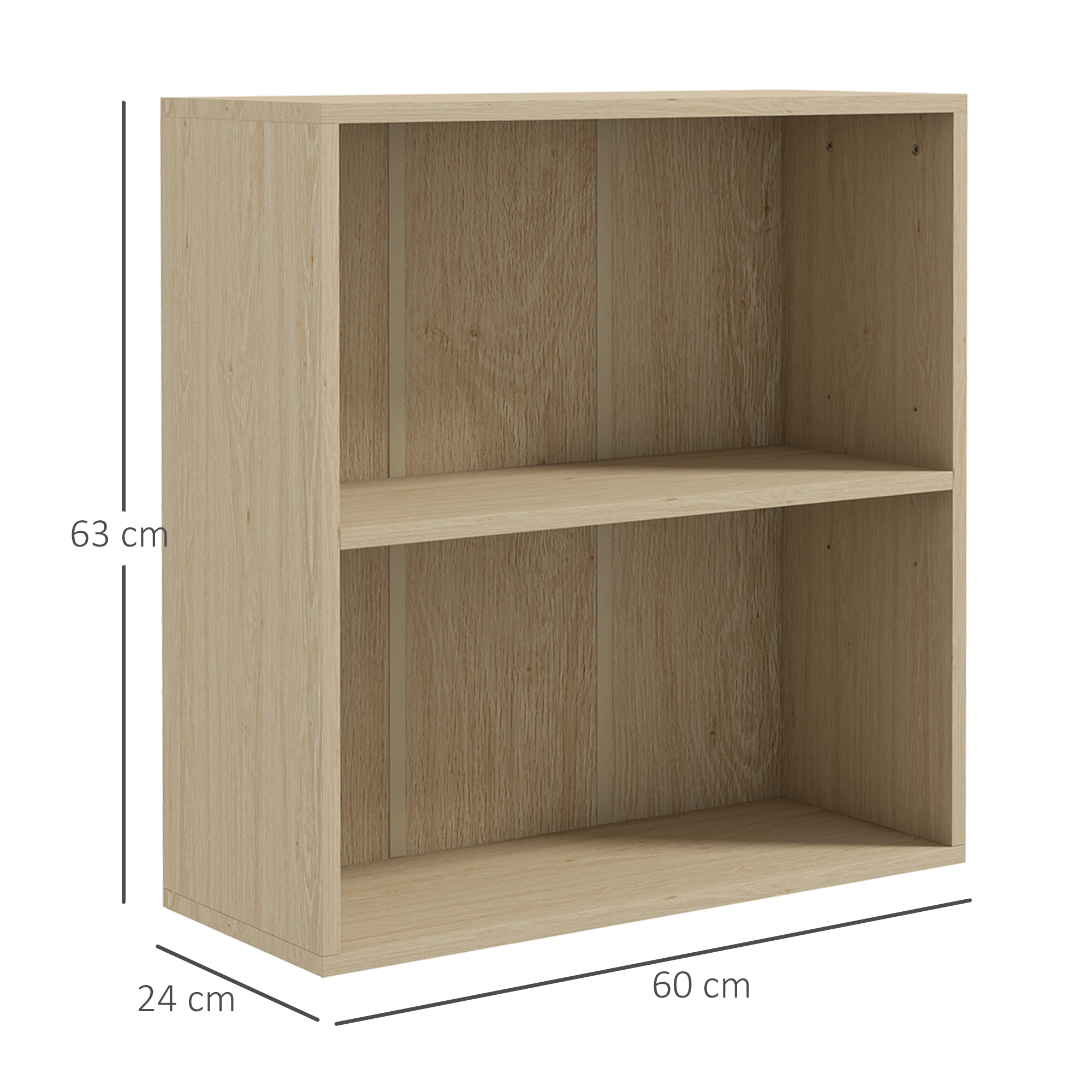 2 Tier Bookshelf, Low Bookcase With Adjustable Shelf, 2 Compartments For Home — image 3
