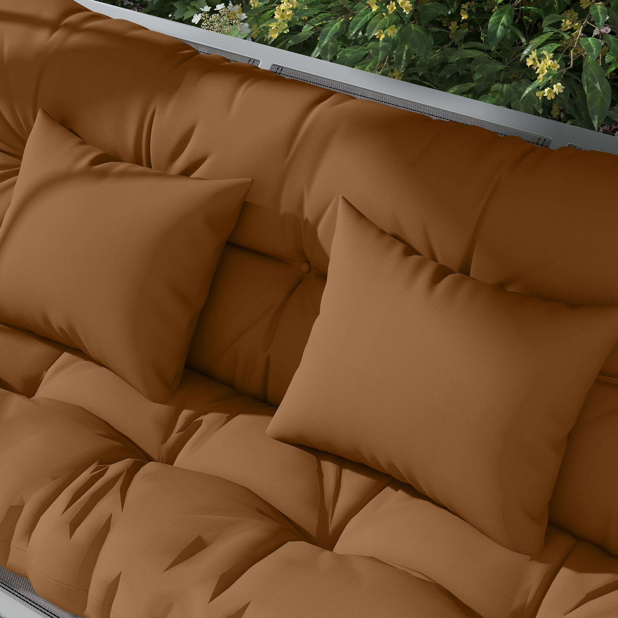  59" Tufted Bench Cushions & Throw Pillows, Replacement Bench Seat Pad, Back & 2 Pillows for Outdoor Furniture, Tan