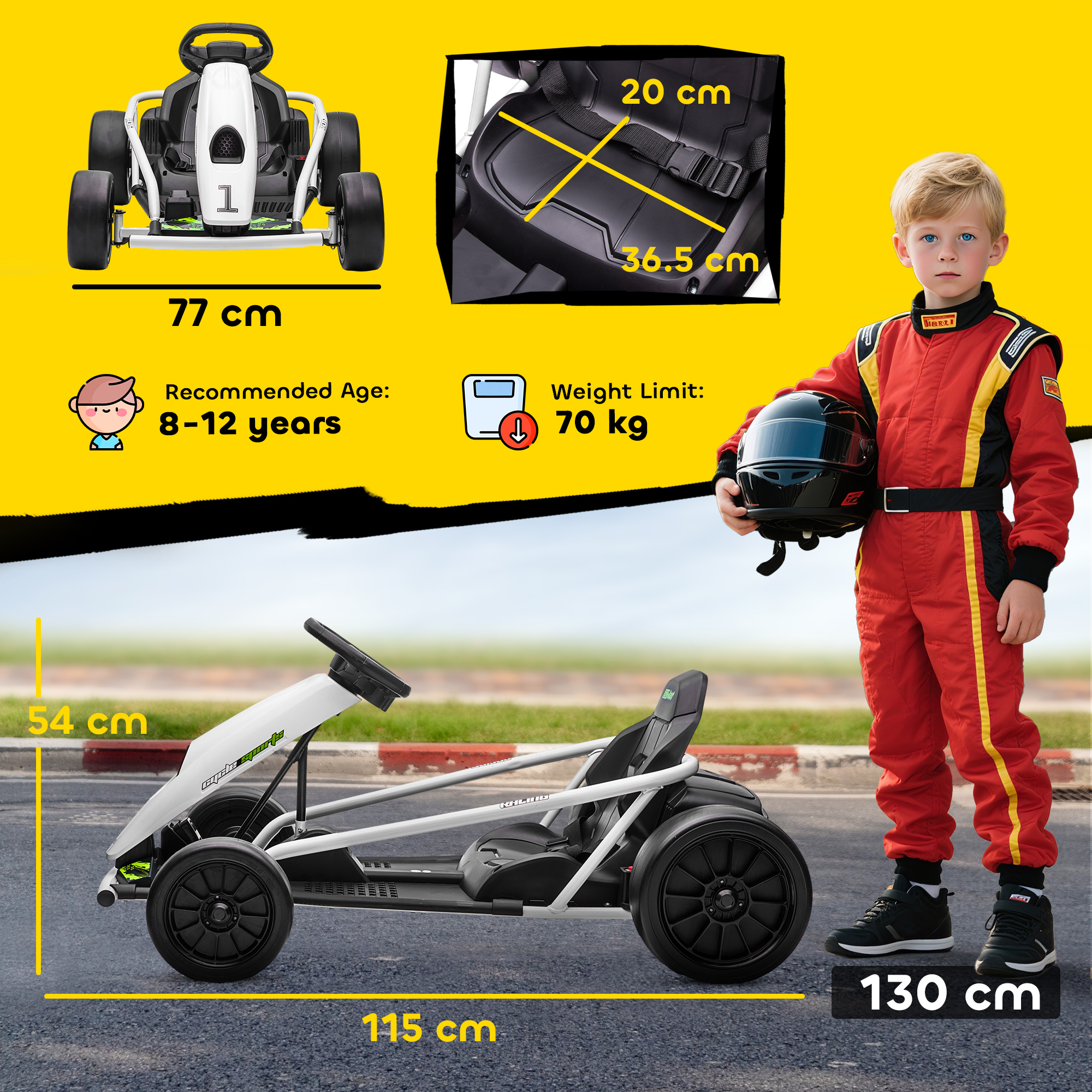 24V Electric Go Kart For Kids, Drift Ride-On Racing Go With 2 Speeds, Boys — image 5