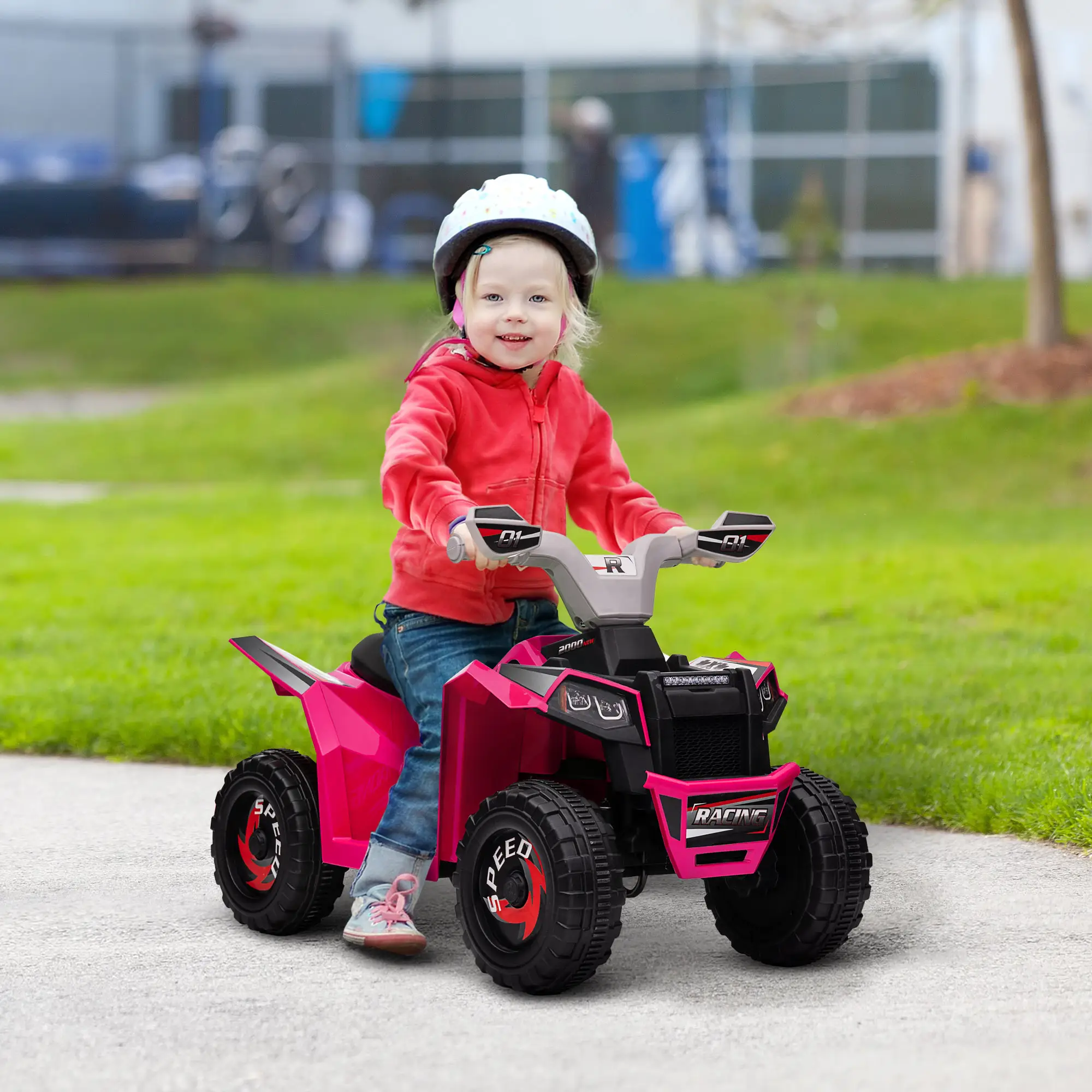 6V Electric Toy Car with Forward Backward, Wear-Resistant Wheels for Ages 18-36 Months, Pink