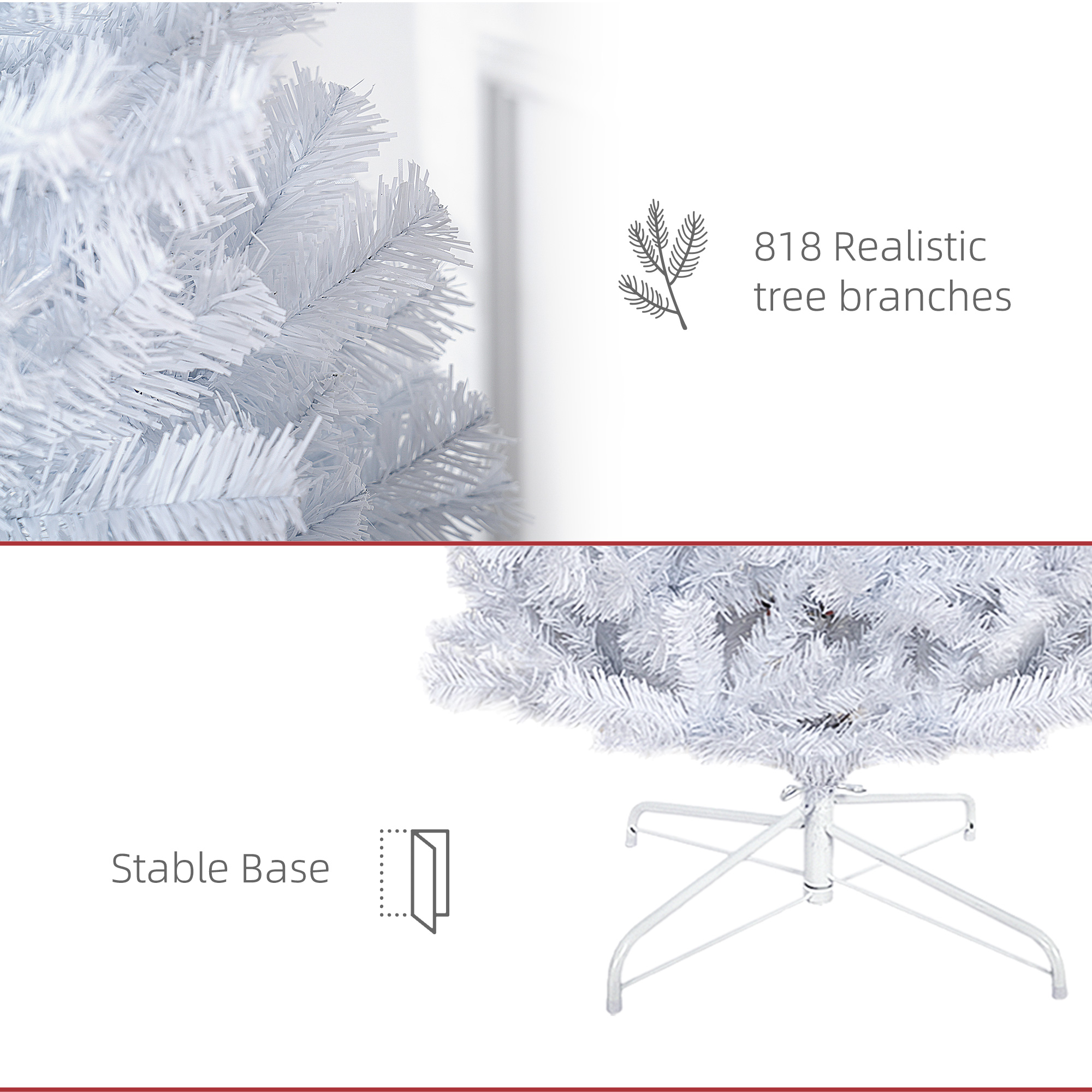  7 FT Artificial Christmas Tree Pencil Xmas Tree with Stand, 818 Tips, Holiday Home Indoor Decoration for Party, White