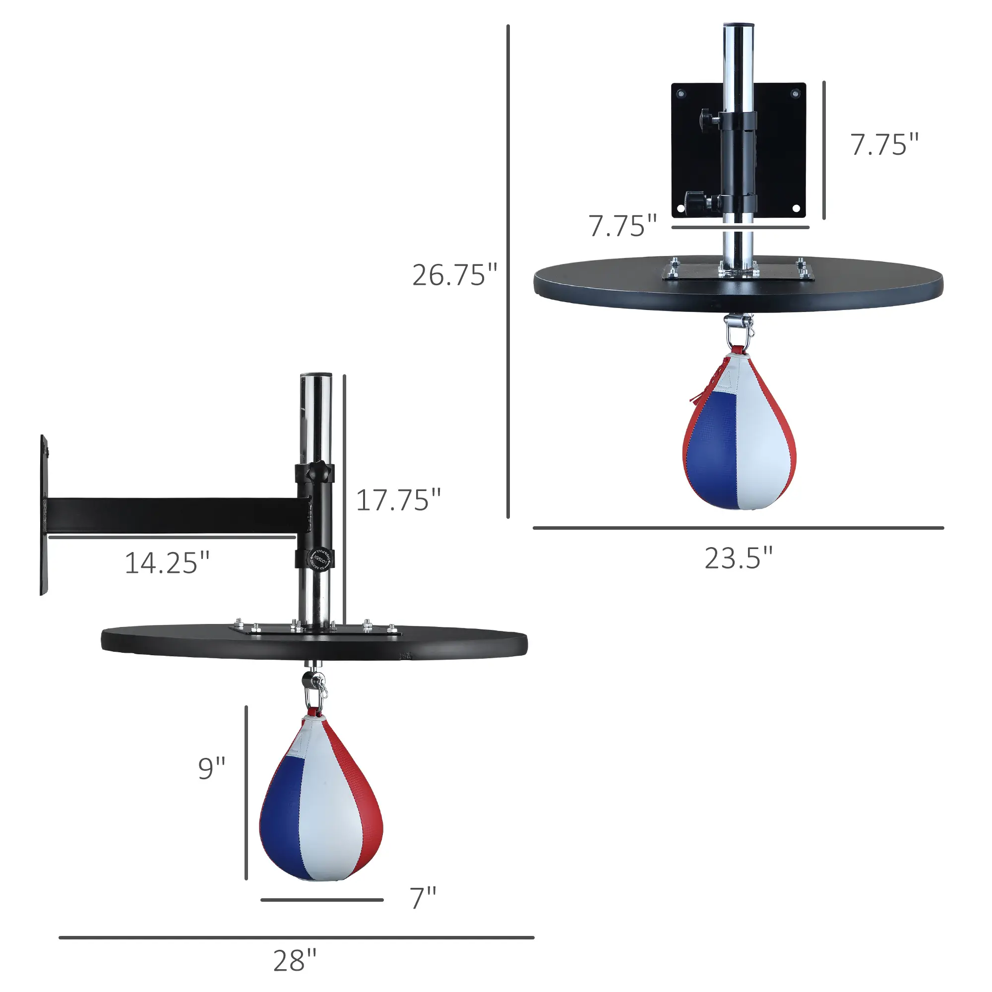 Speed Bag Boxing Punching Bag Wall Mount Height Adjustable, MMA, Martial Arts, and Boxing Equipment for Training at Home, Heavy-Duty Steel Platform, Strong PVC 