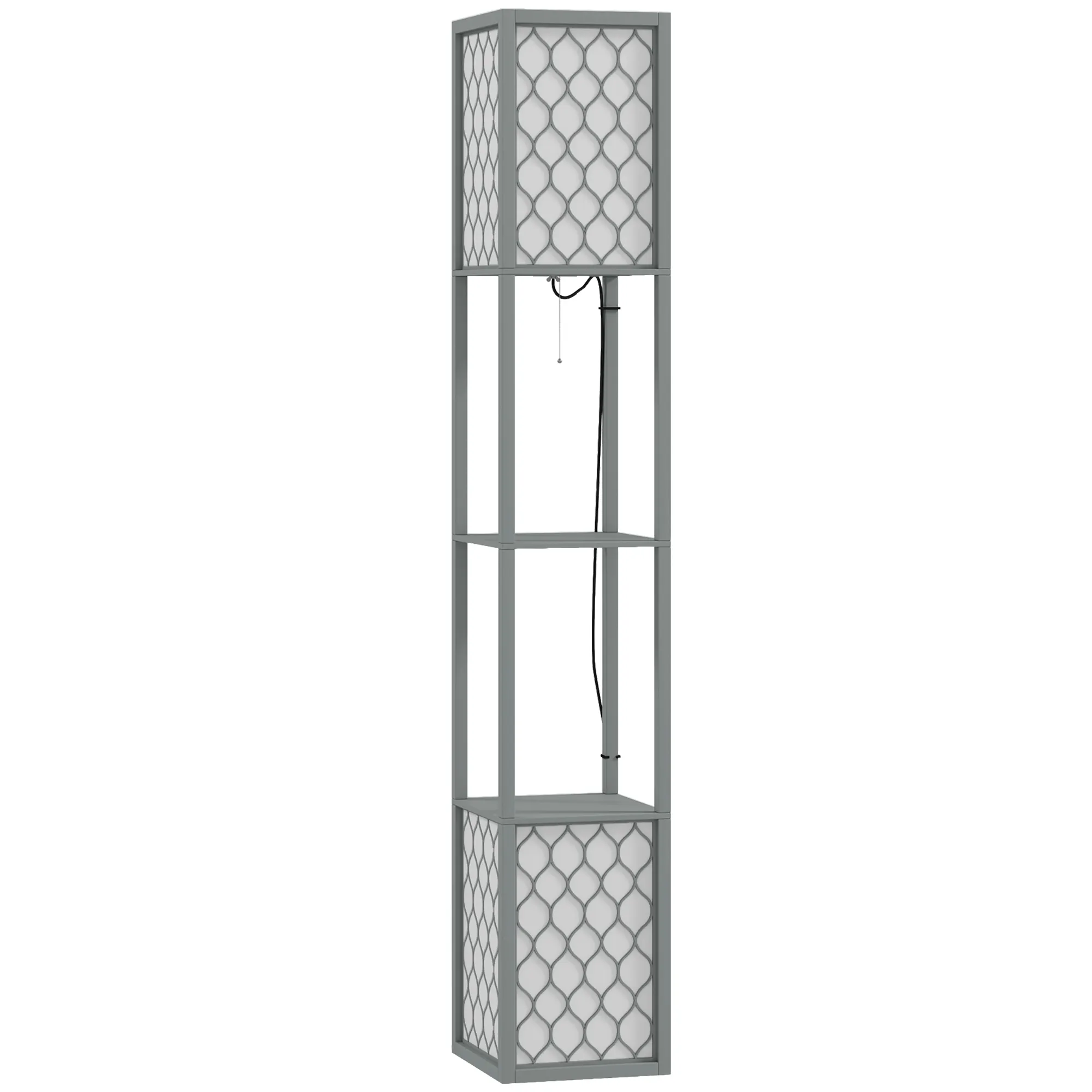 Floor Lamp With Shelves, Dual Light, Modern