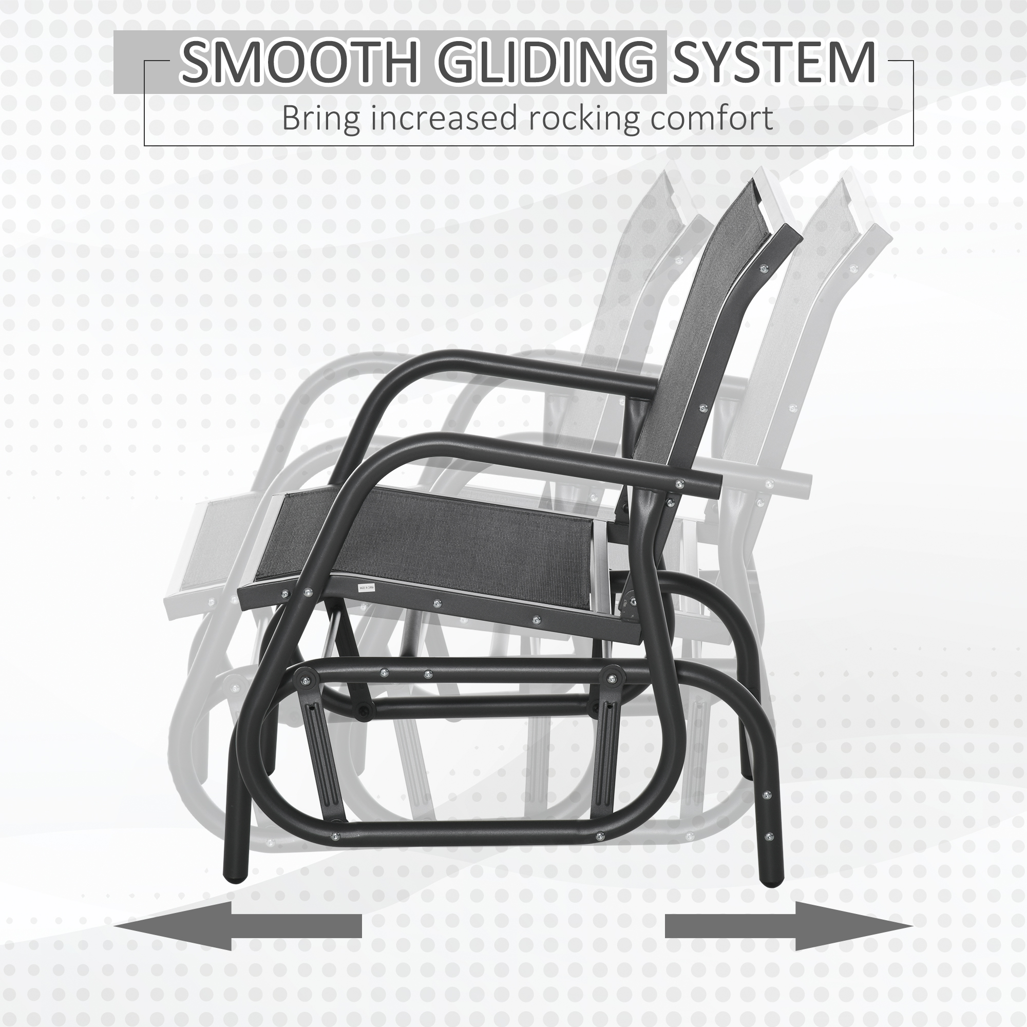 Outdoor Glider Chair, Steel Swing Chai with Curved Armrests for Porch, Garden, Poolside, Balcony, Black