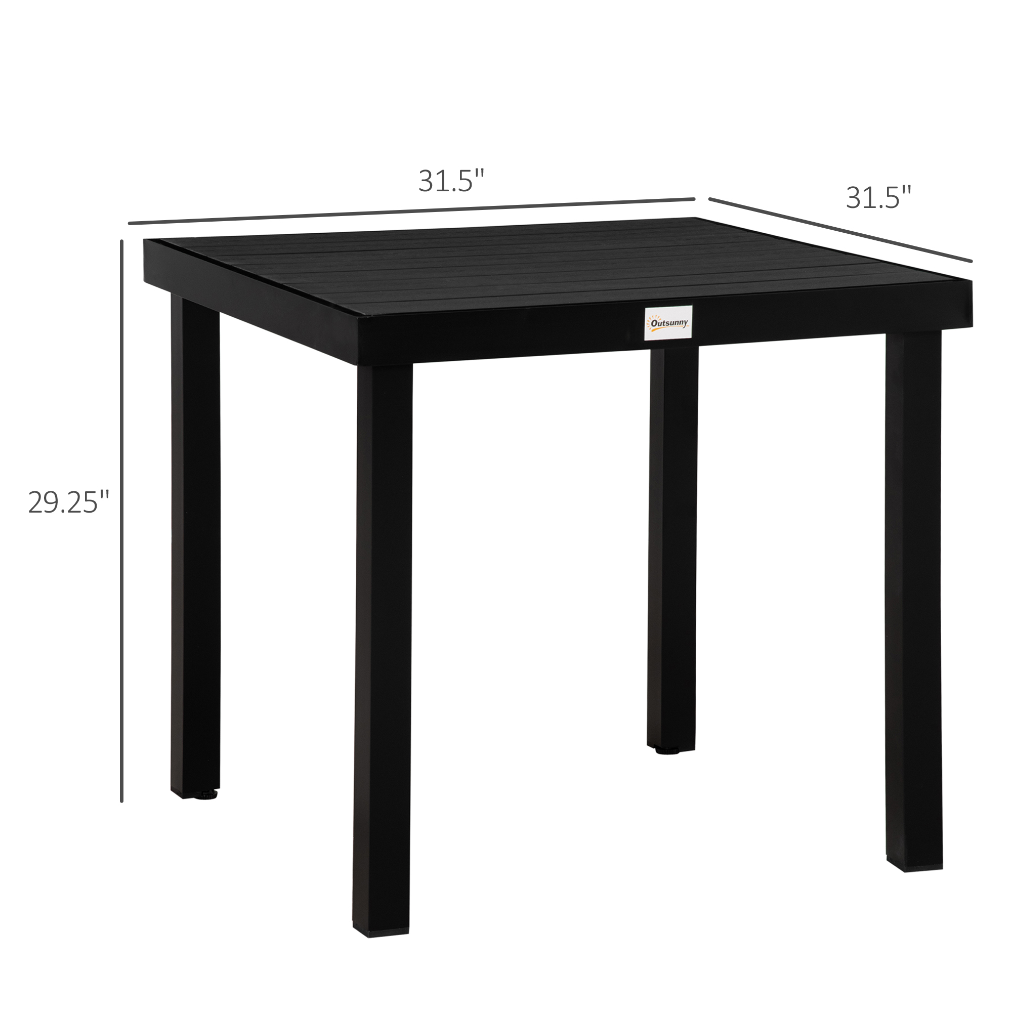 Patio Dining Table for 4, Rectangular Aluminum Outdoor Table for Garden Lawn Backyard, Black - Image 6