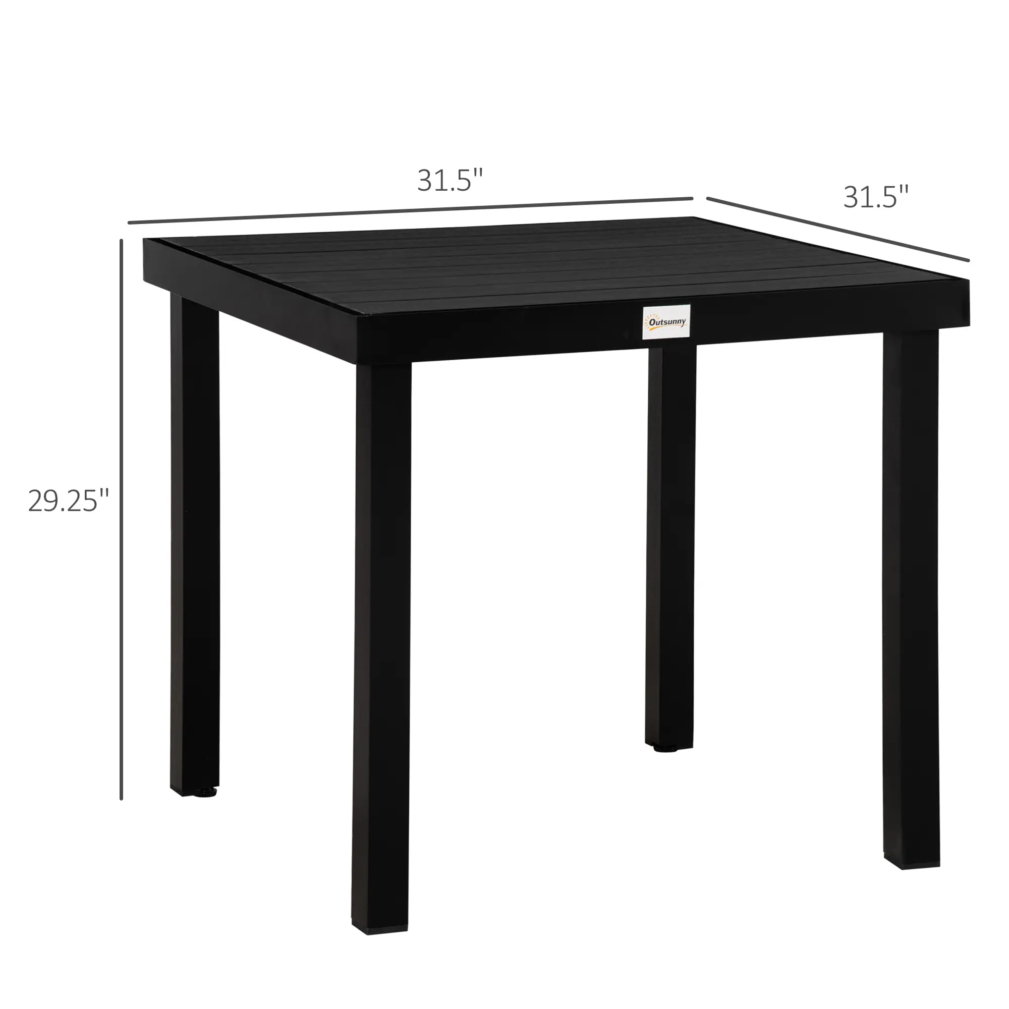 Patio Dining Table for 4, Rectangular Aluminum Outdoor Table for Garden Lawn Backyard, Black