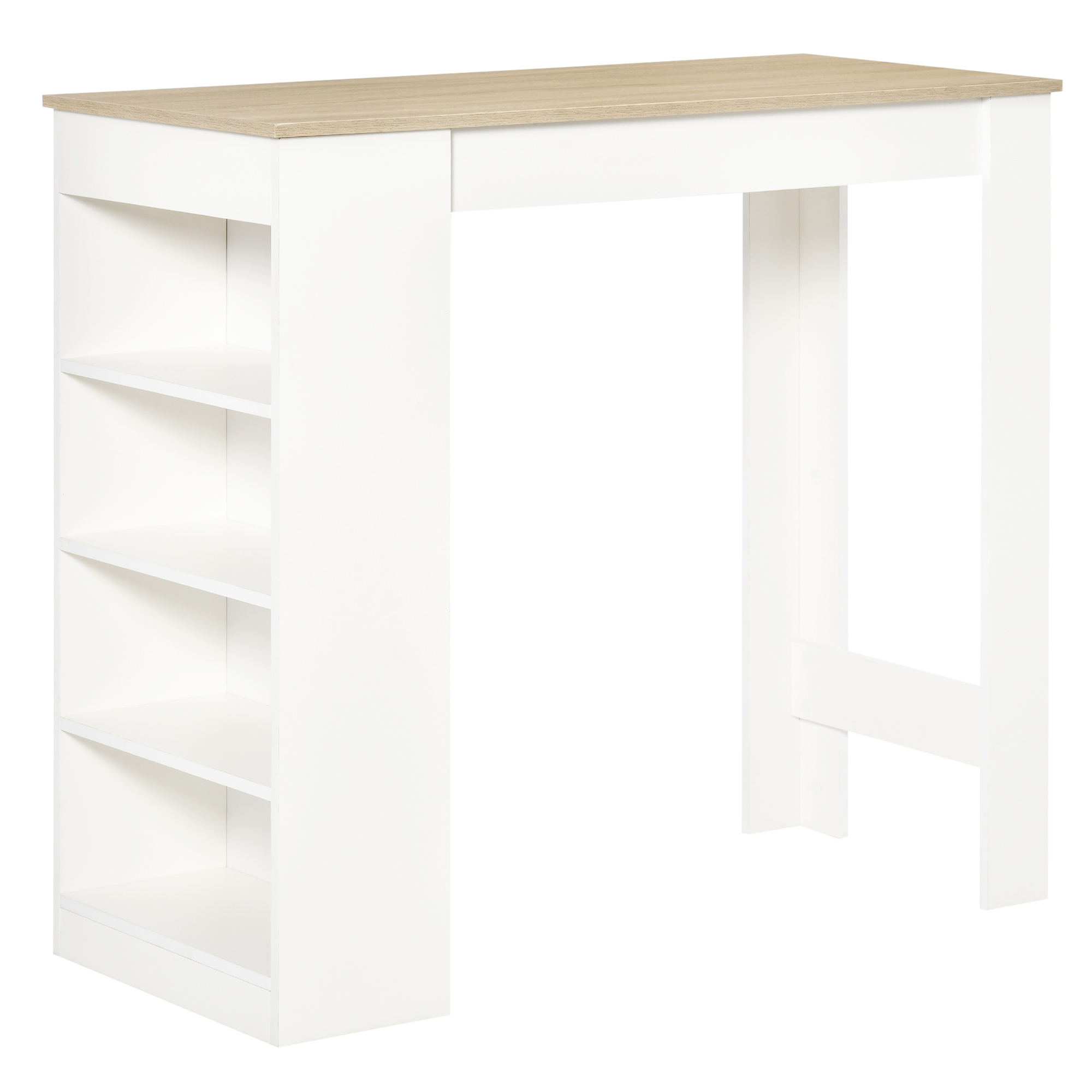 Bar Table, Dining With 4-Tier Storage Shelf For Breakfast Kitchen, Room, Living