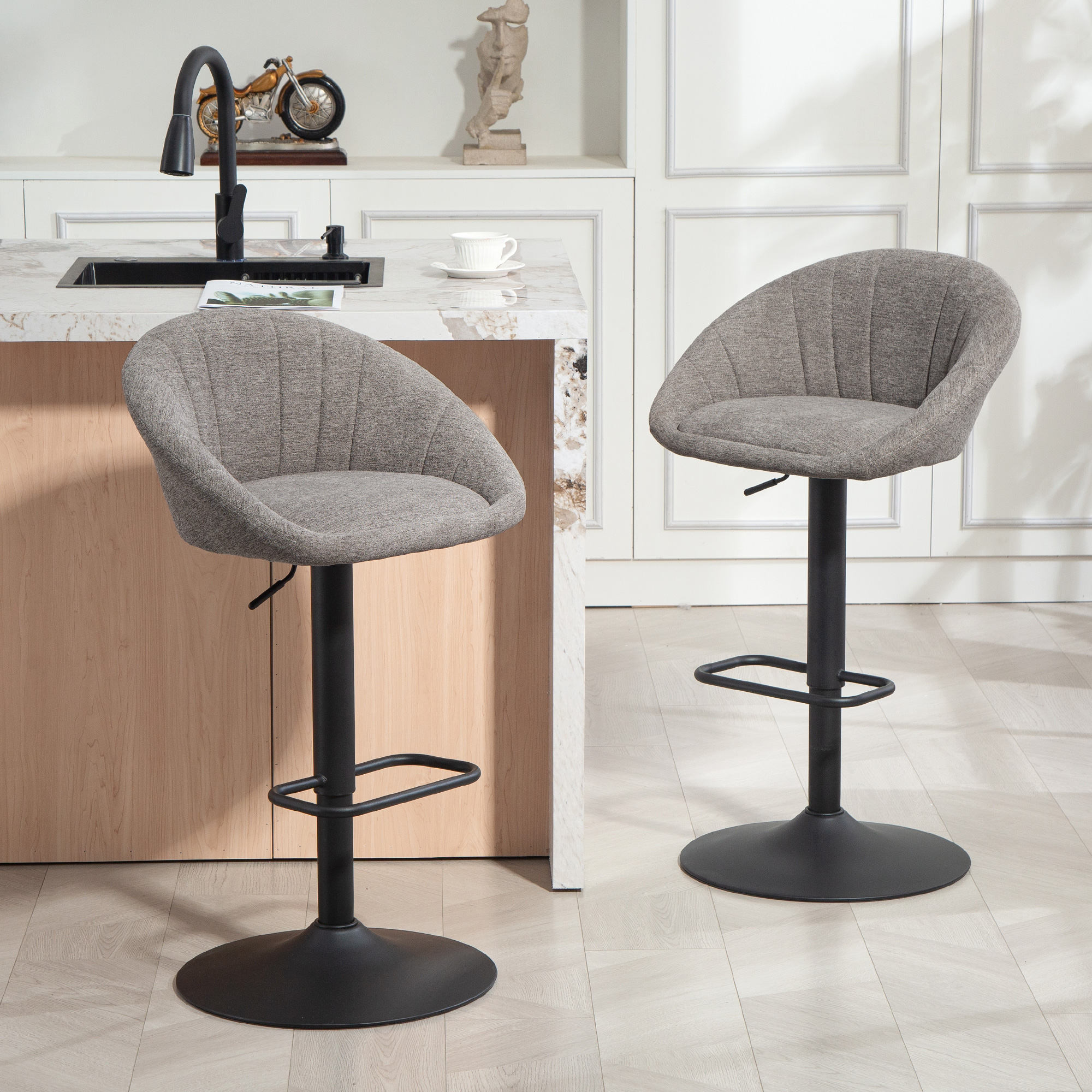 Set Of Two Relaxed Tub Bar Stools - Grey — image 4