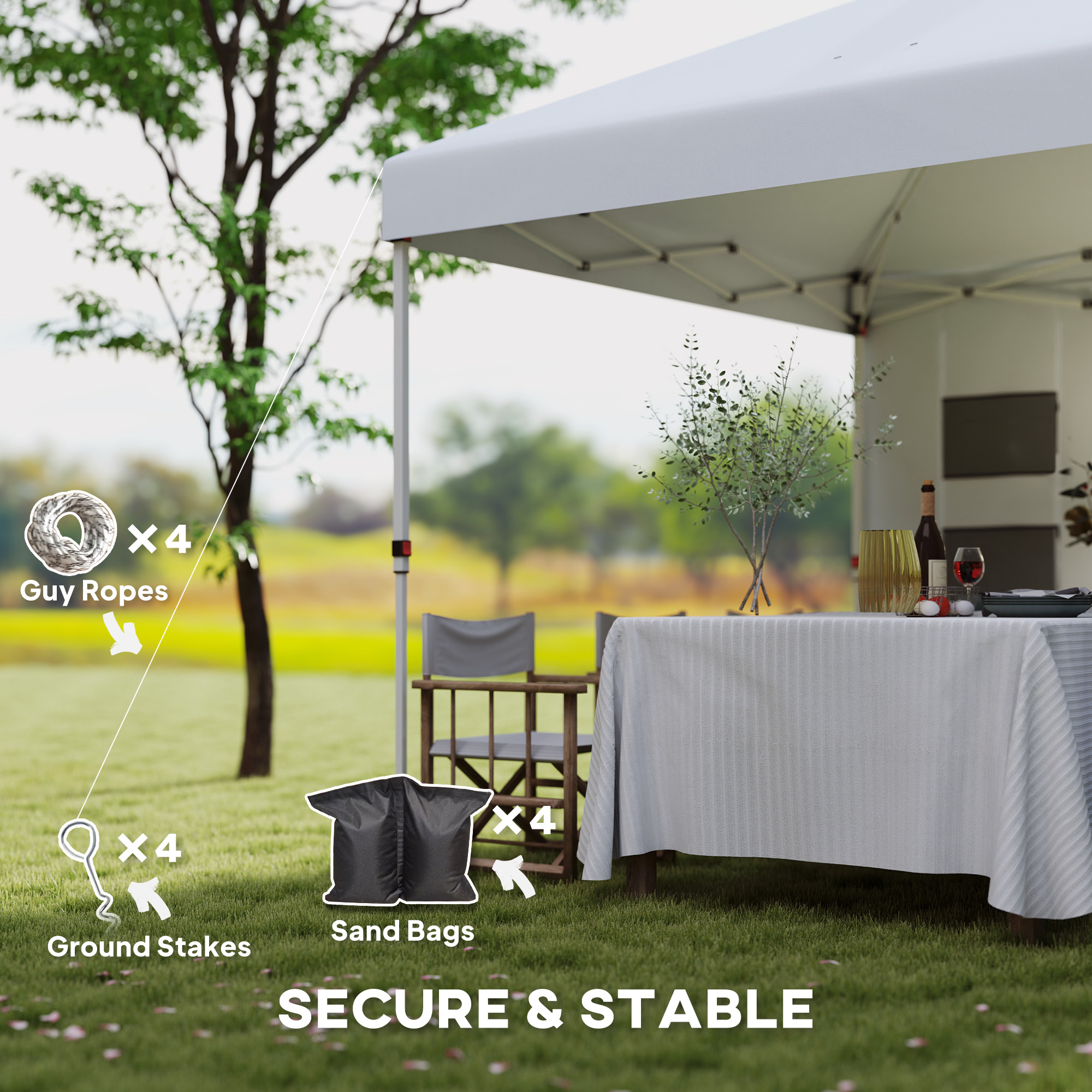 10′ x 10′ Pop Up Canopy Tent w/ Sidewall, UPF50+ Height Adjustable Instant Sun Shelter w/ Storage Pockets, White