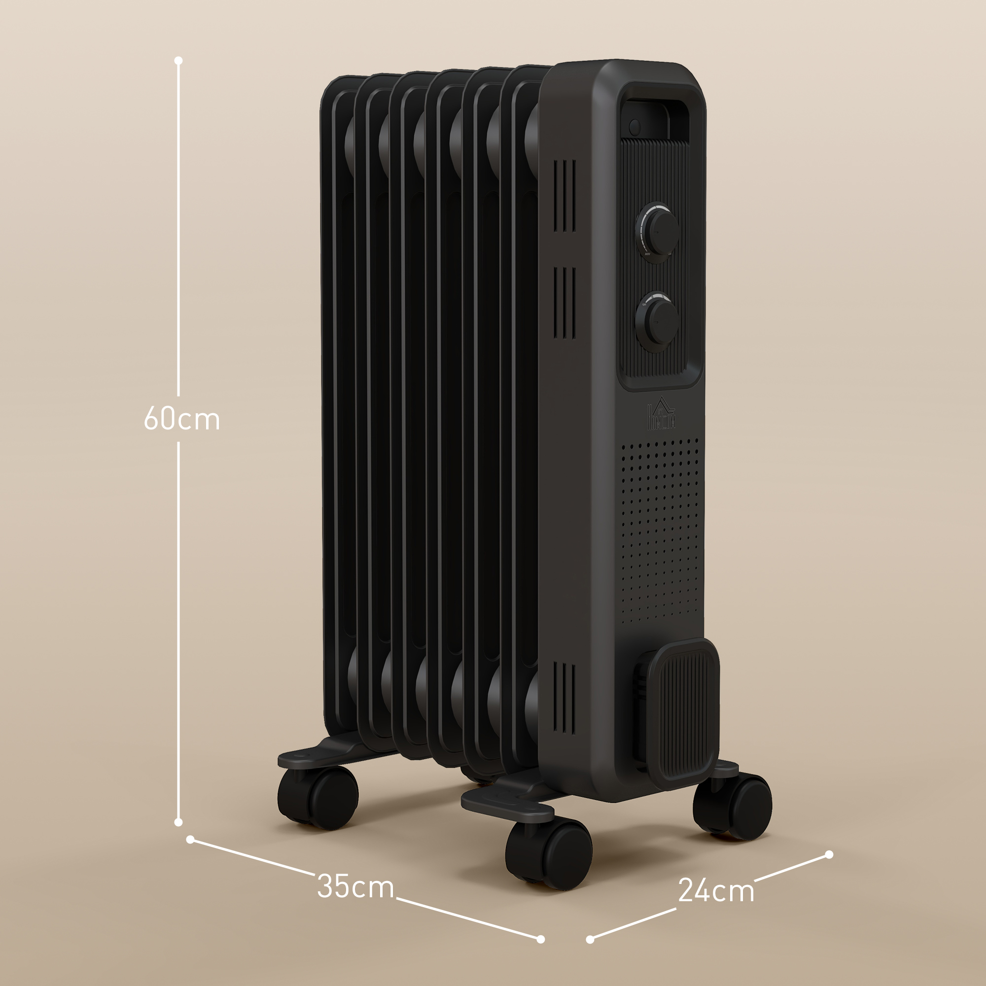 1500W Oil Filled Radiator, Portable Electric Heater With 3 Heat Settings — image 5