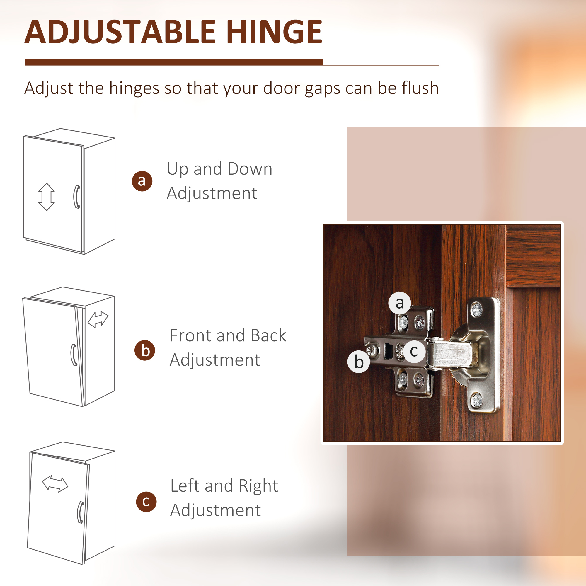 63" 2-Door Kitchen Pantry, Freestanding Storage Cabinet with 5-tier Shelving and 2 Adjustable Shelves for Dining Room, Brown image 7