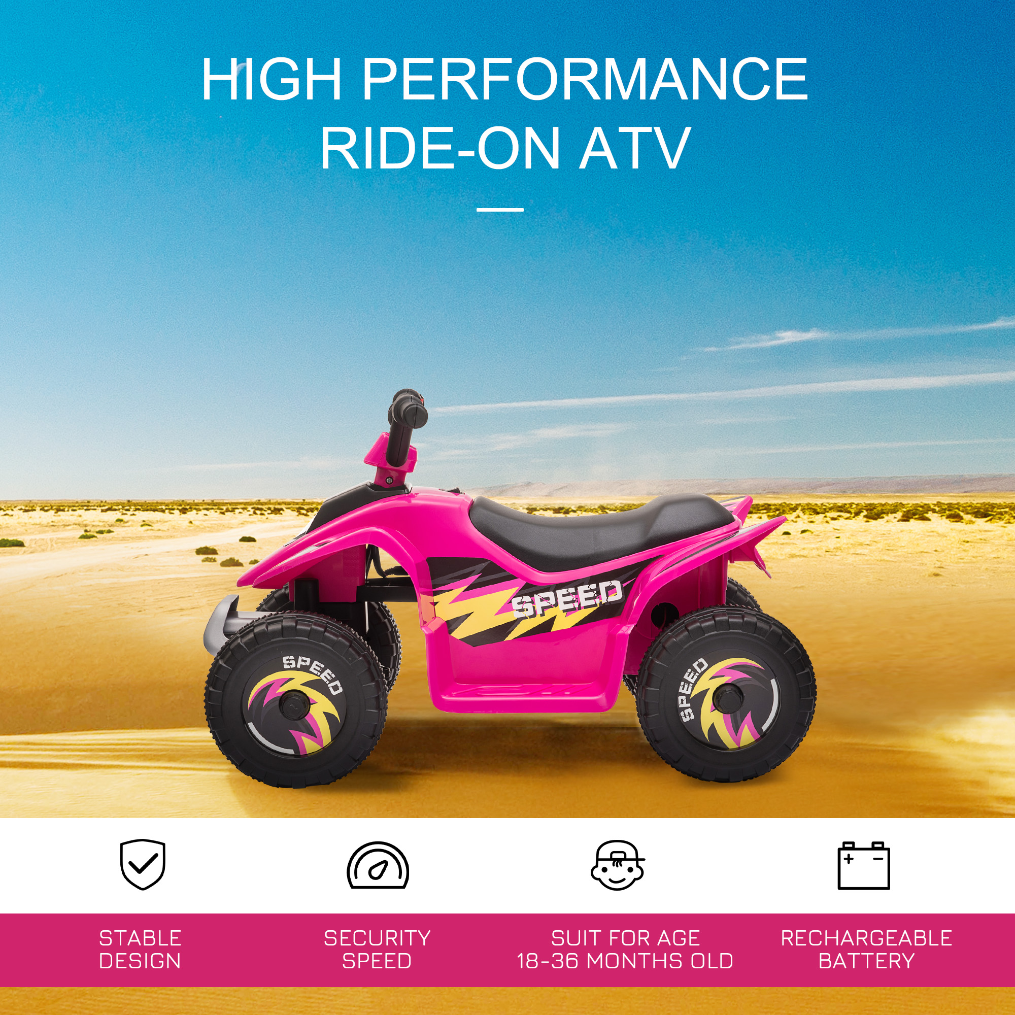 6V Kids Electric Ride On Car ATV Toy Quad Bike Four Big Wheels W/ Forward — image 4