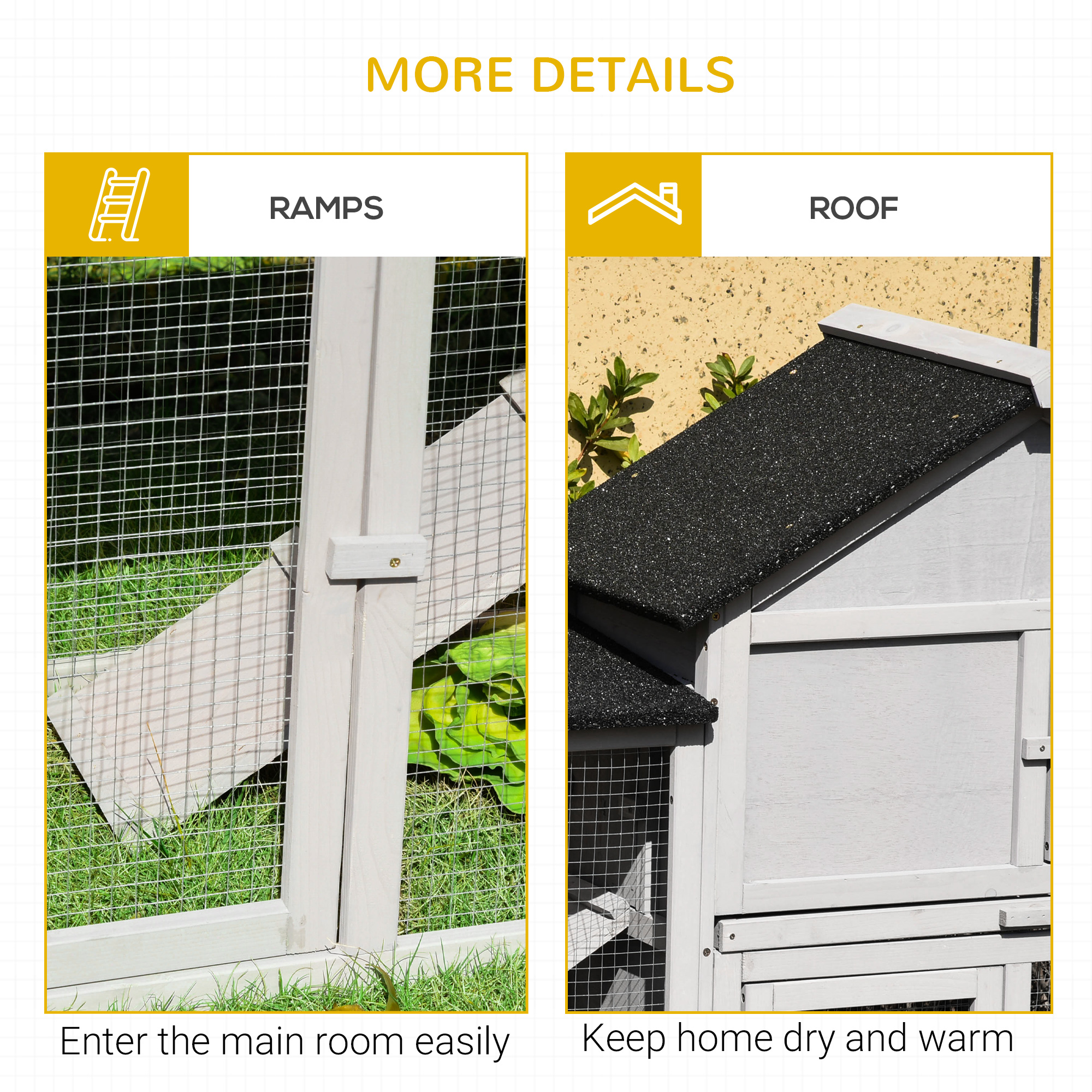  Outdoor Rabbit House 83" 2 Story Deluxe XL Wooden Rabbit Hutch Big Bunny Cage w/ Ladder and Run, Gray
