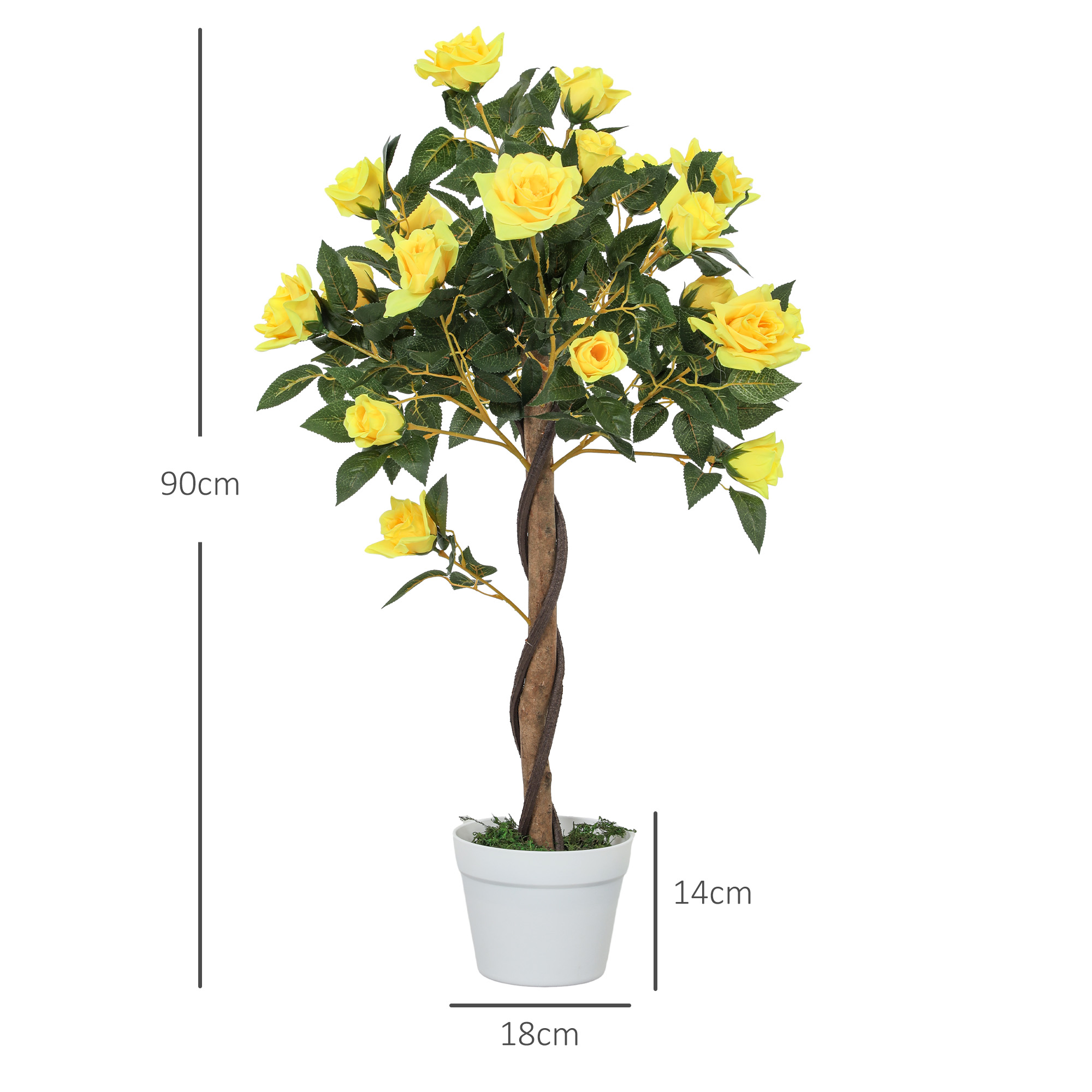 Set Of 2 Artificial Plants White Rose Floral In Pot, Fake For Home Indoor — image 5