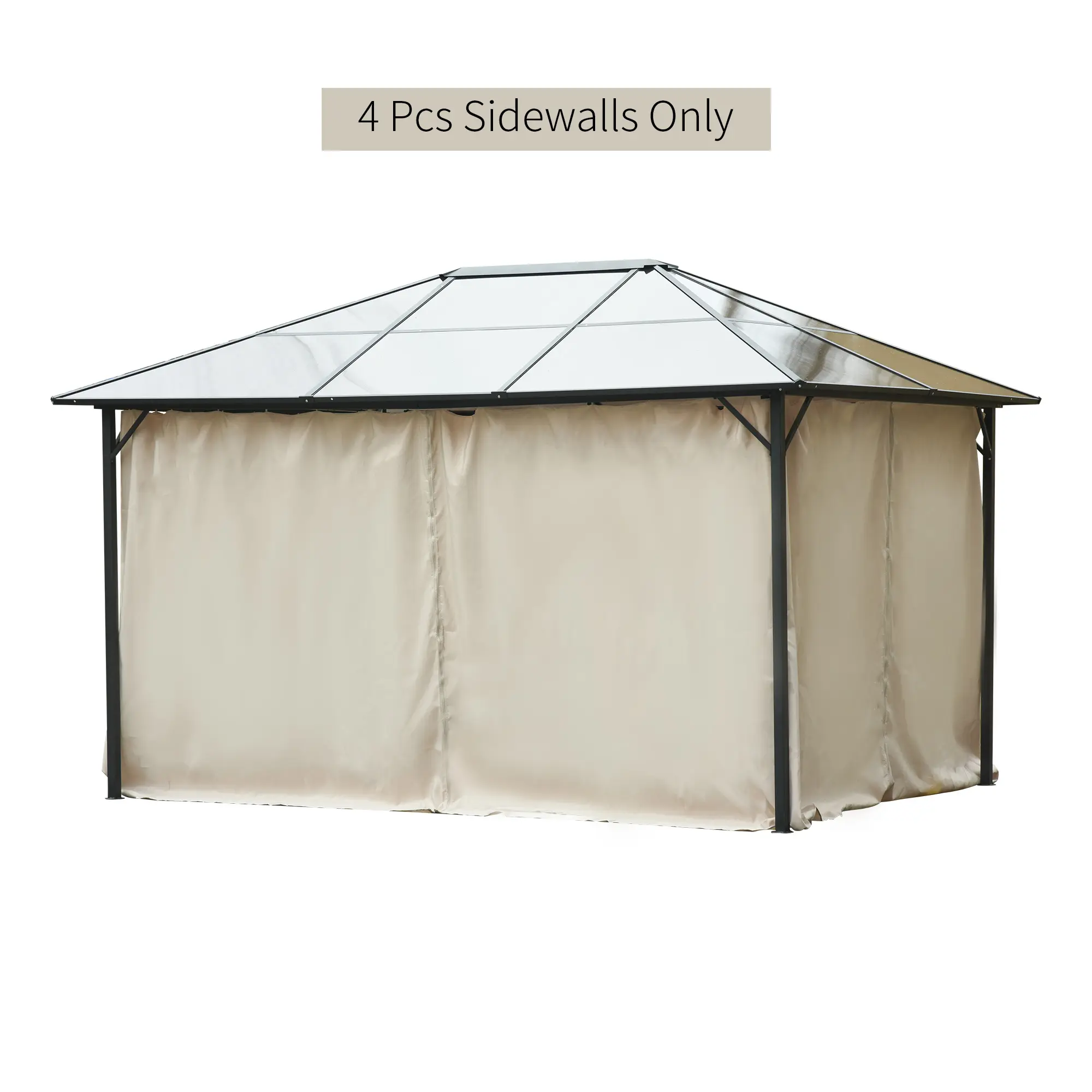 9.84 x 11.8 Gazebo Sidewall Set with Hooks/C-Rings, Beige