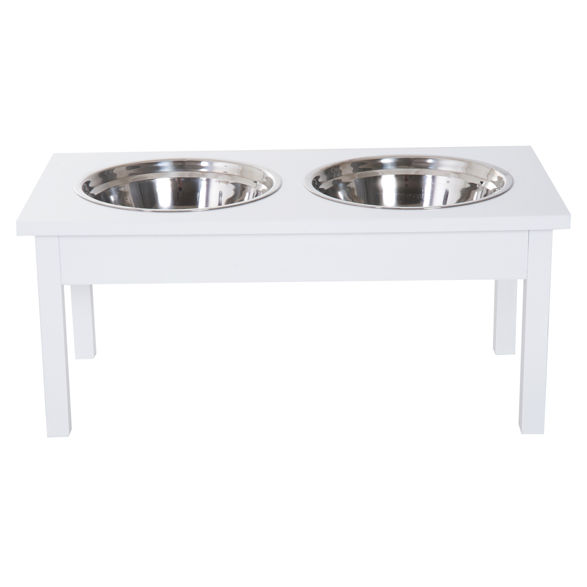  23" Wooden Heavy Duty Dog Food Bowls Pet Elevated Feeding Station -White