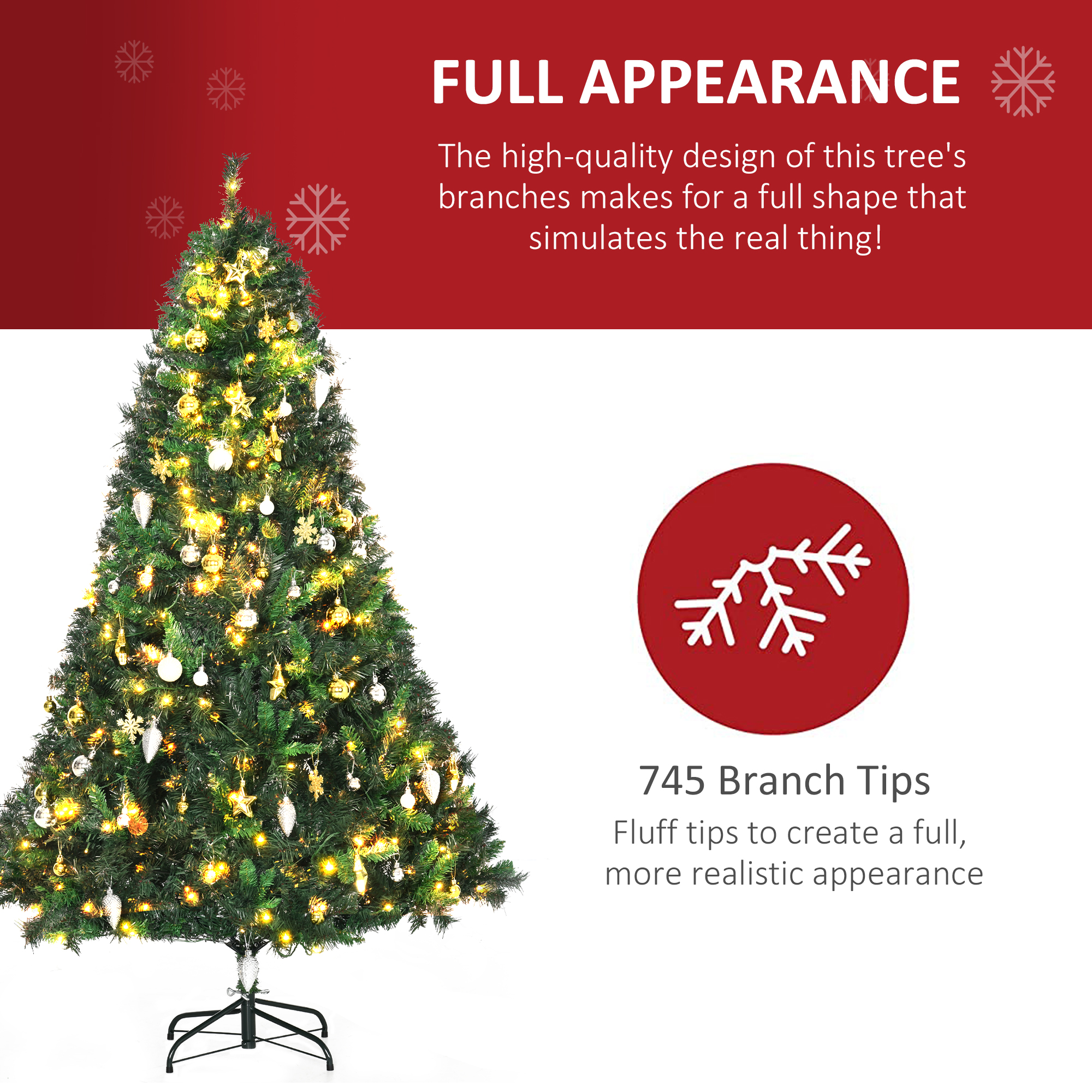 1.8m 6ft Pre-Lit Artificial Christmas Tree 200 LED Xmas Holiday Dcor — image 3
