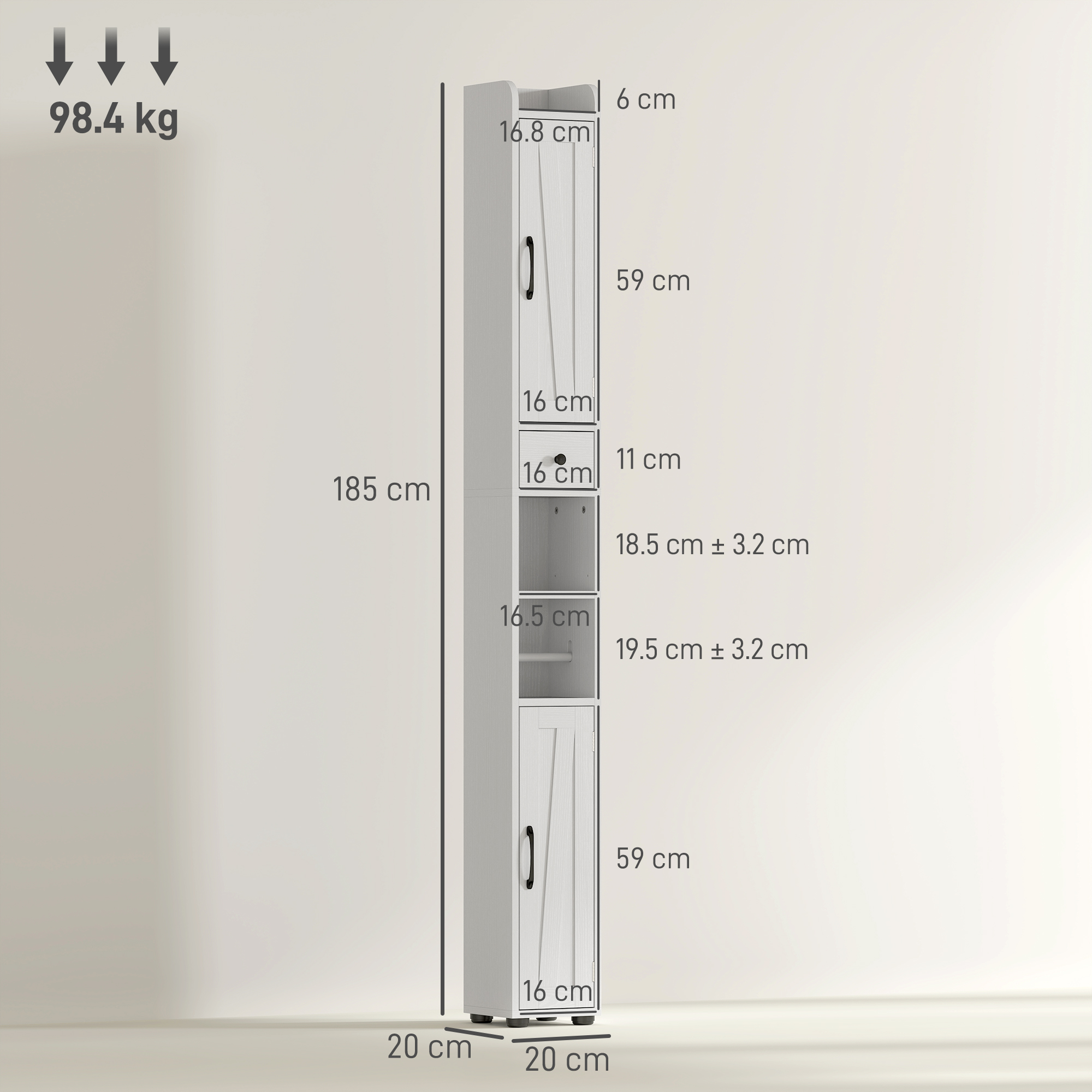 Tall Bathroom Cabinet, Farmhouse Slim Storage With Barn Doors, Toilet Paper — image 4