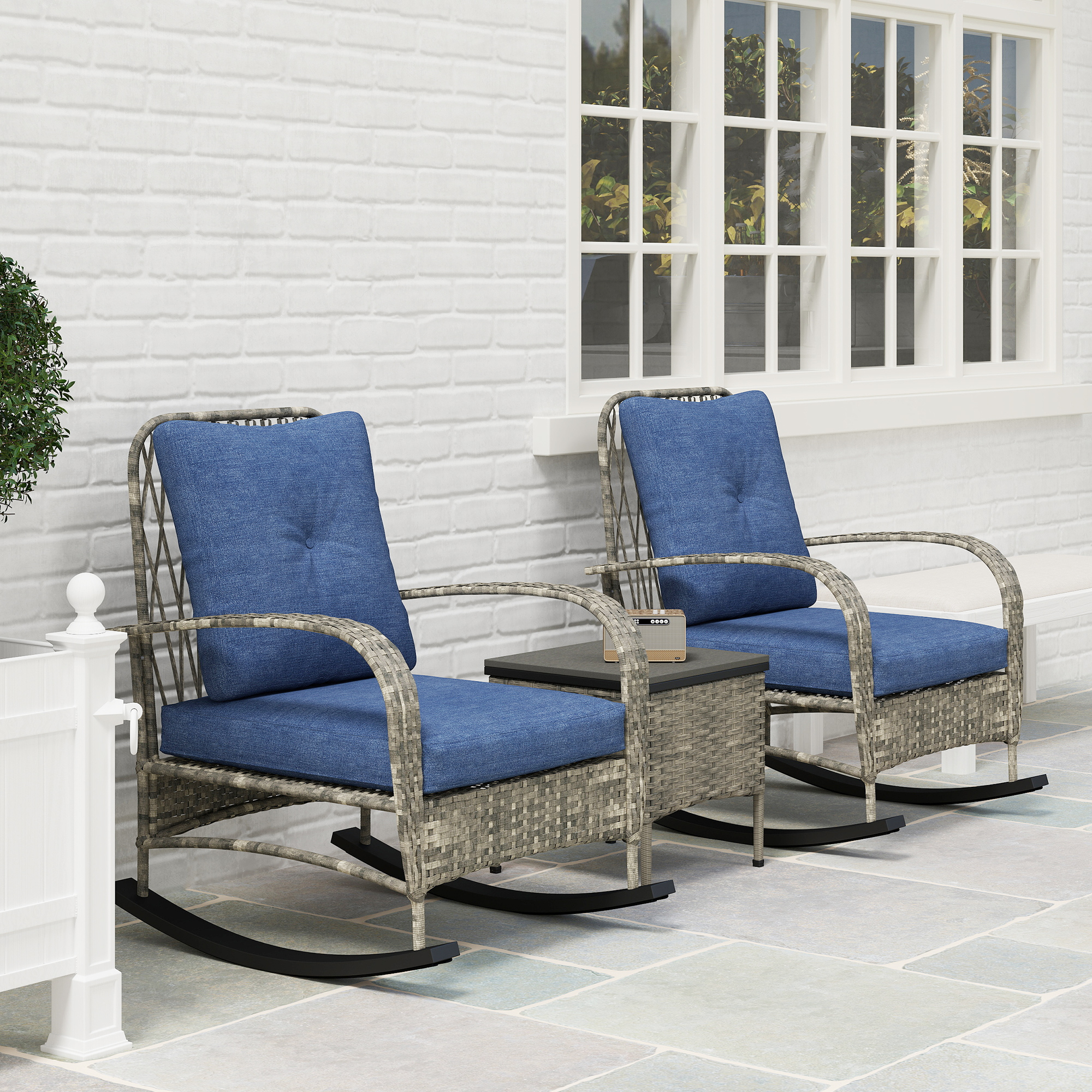 Wicker Patio Rocking Chair Set, picture 1 of 5