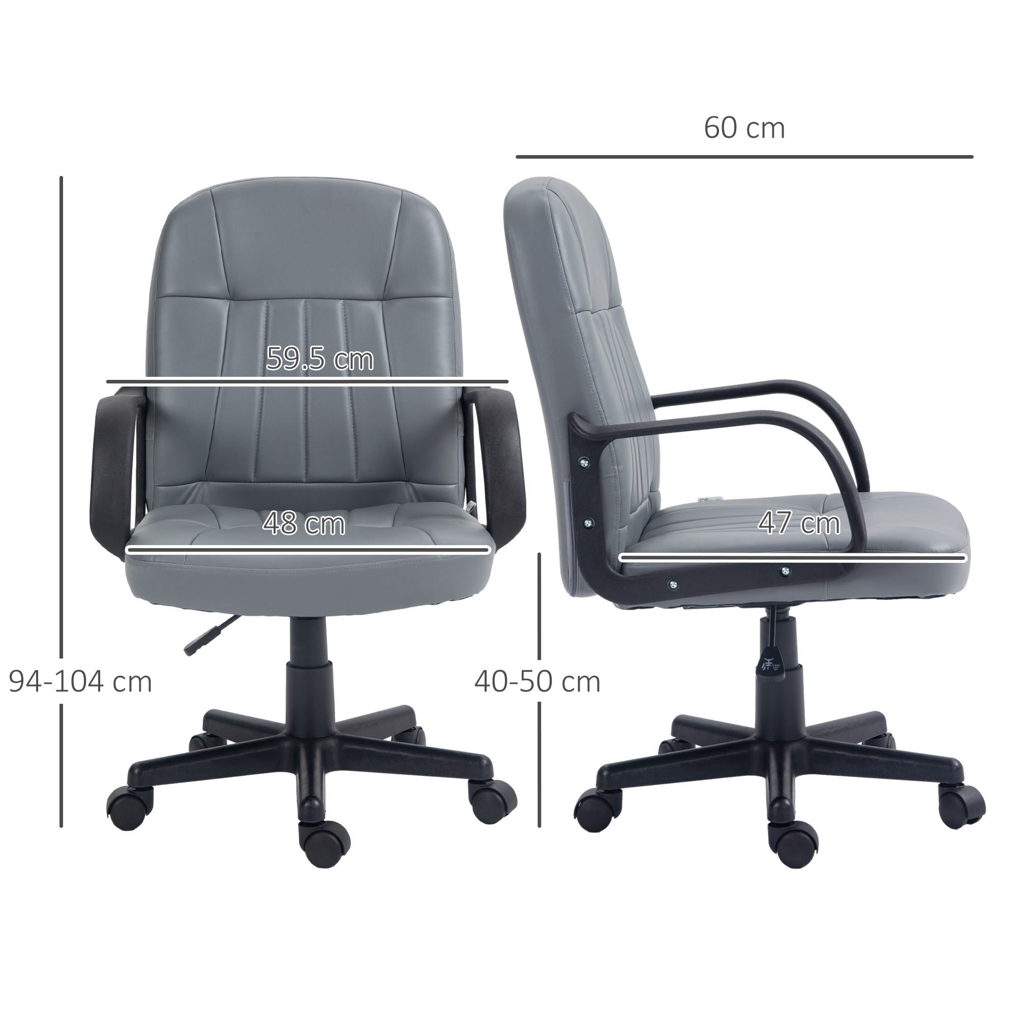 Desk Chair, PU Leather Computer Office With Adjustable Height, Swivel Wheels — image 5