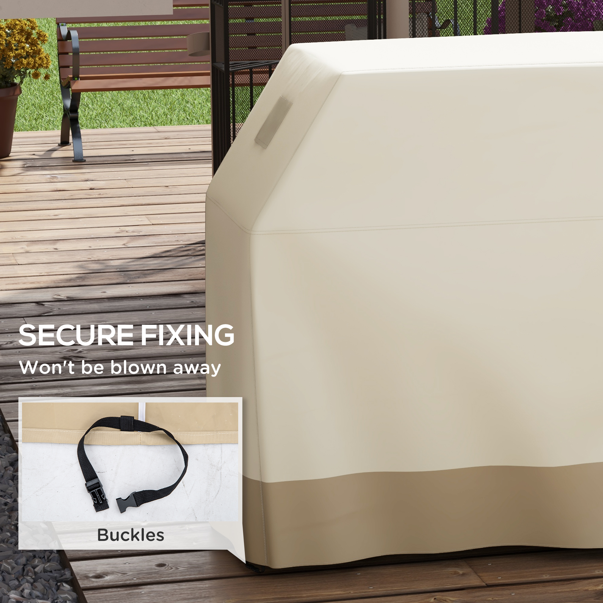 66W X 152Lcm PU Coated Protective Grill Cover - Beige — image 4