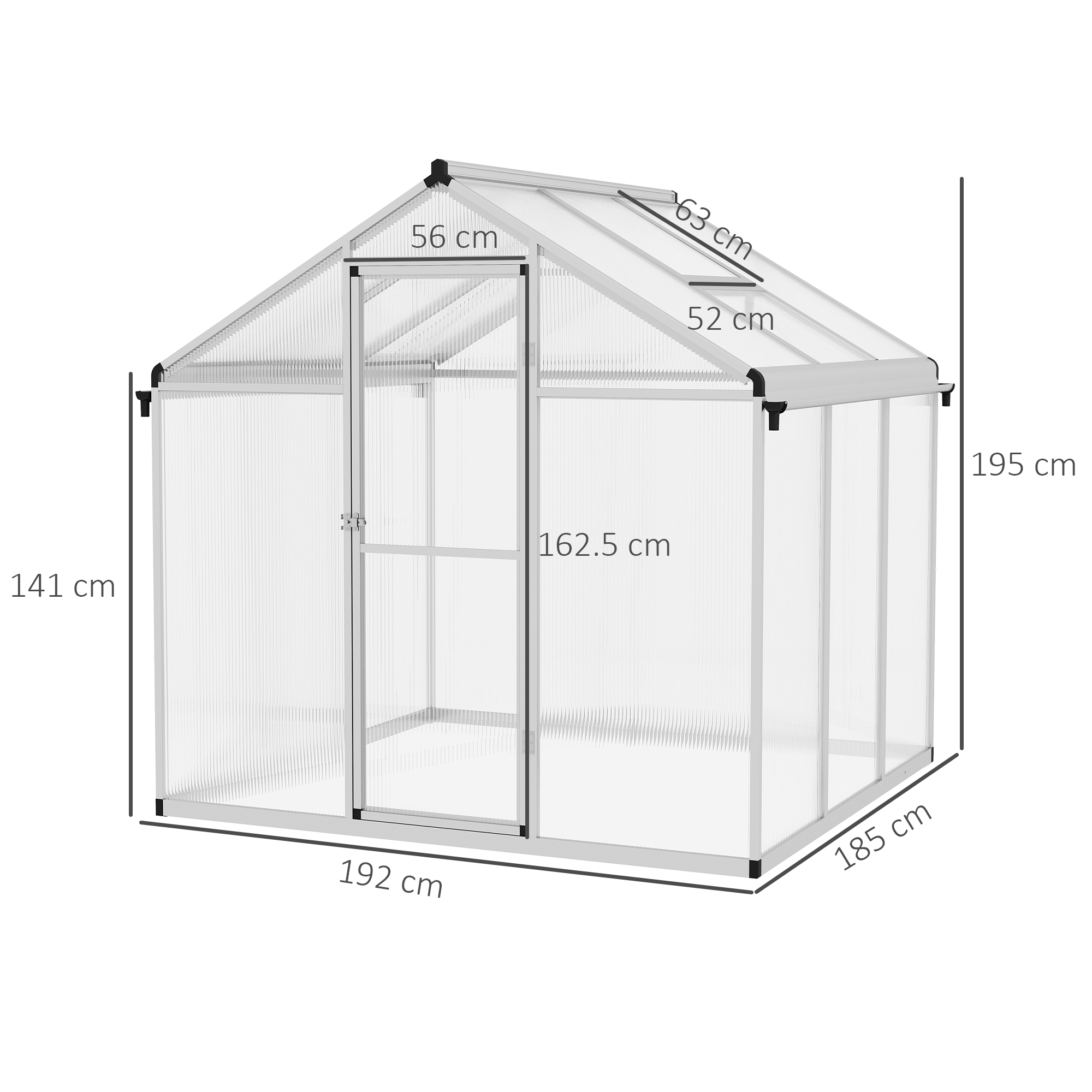 6 X 6ft Aluminium Frame Greenhouse