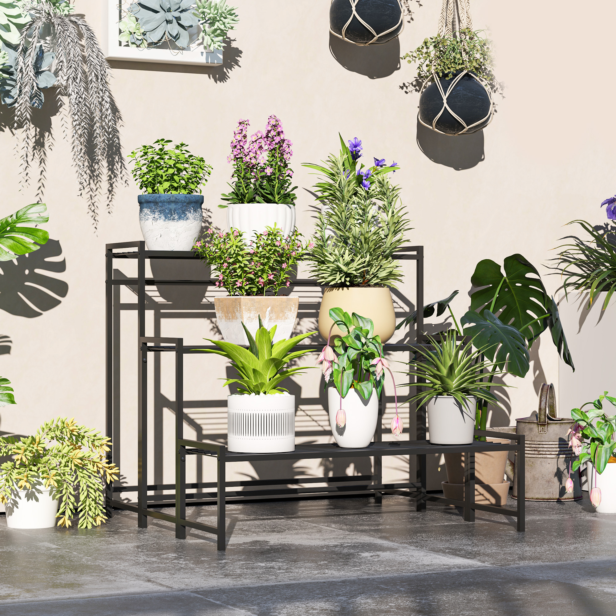 Three-Tier Metal Plant Shelf - Black — image 2