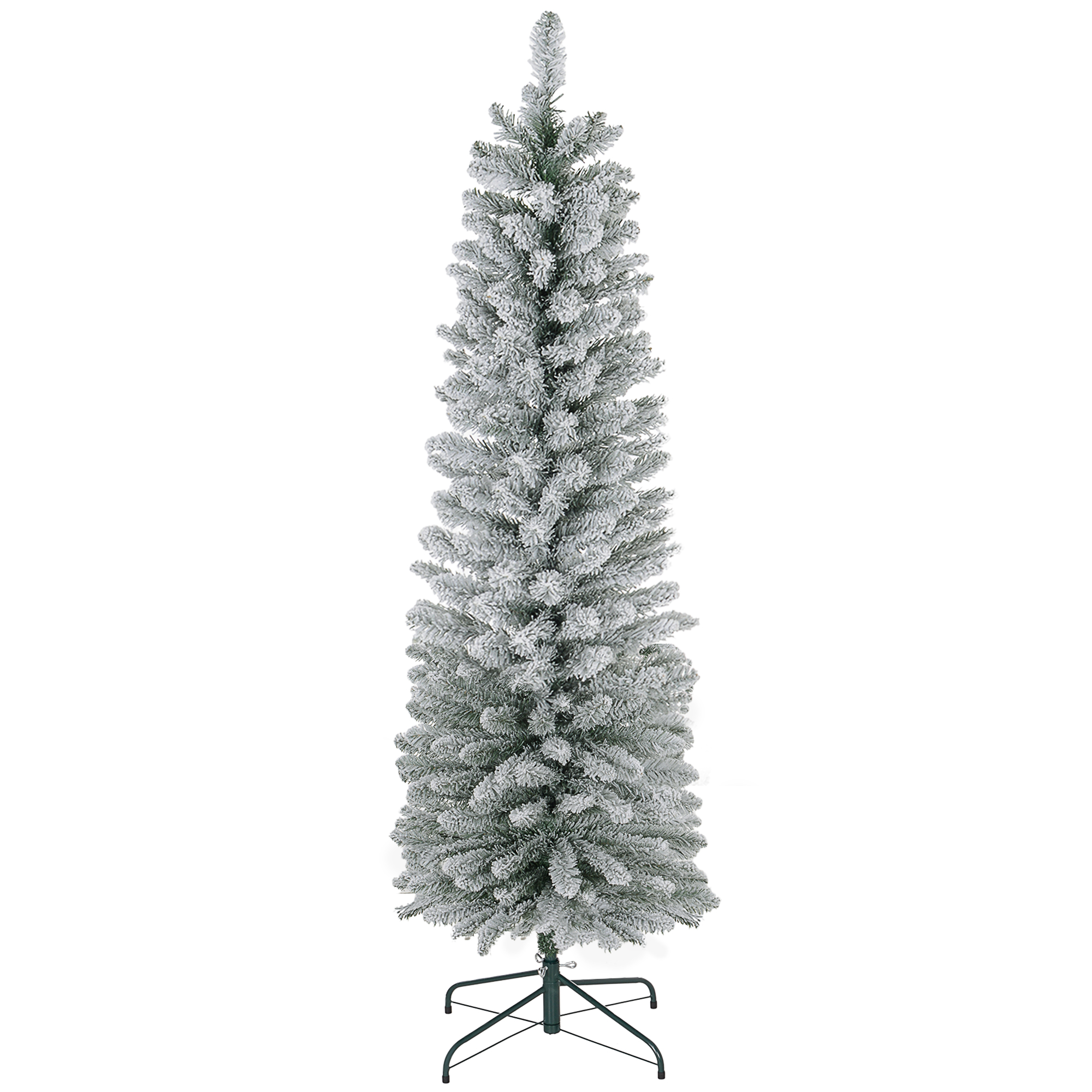 6ft Artificial Snowy Pencil Christmas Tree - White — image 2