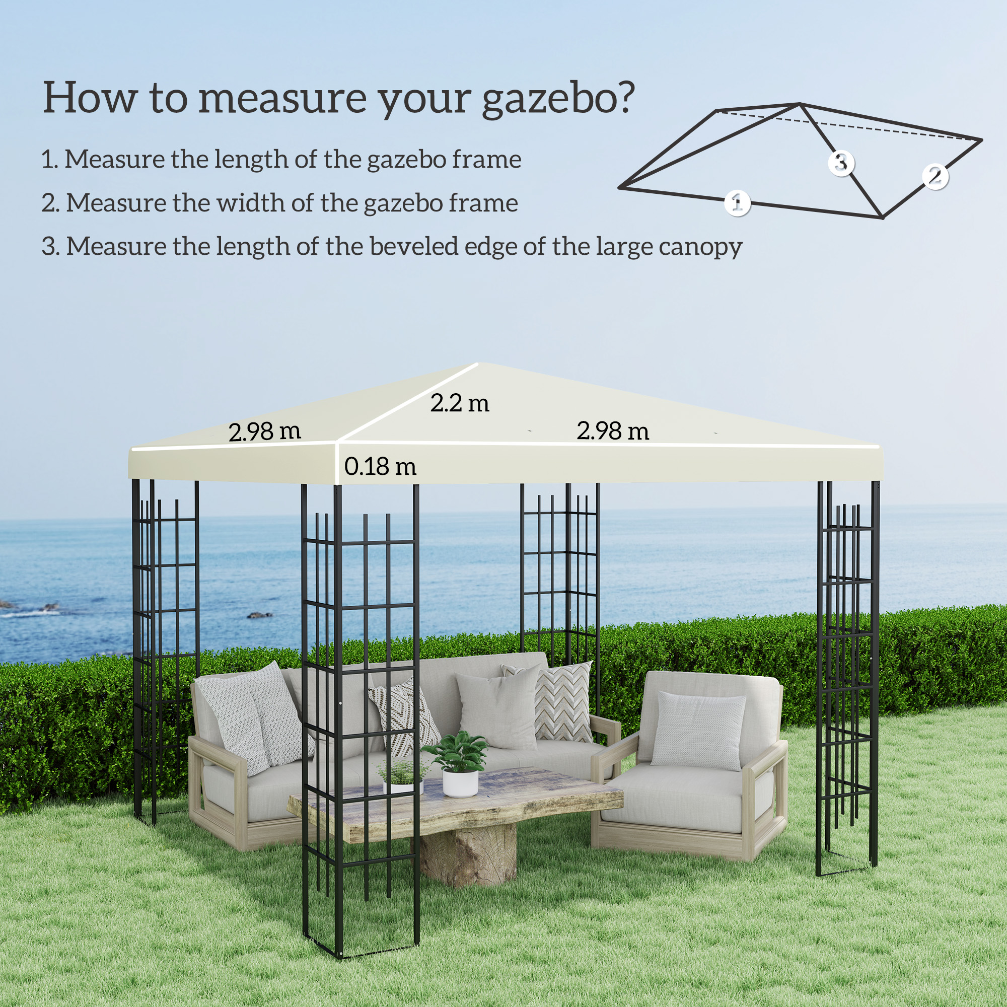 3 X 3(m) Gazebo Frame Replacement - Cream — image 3