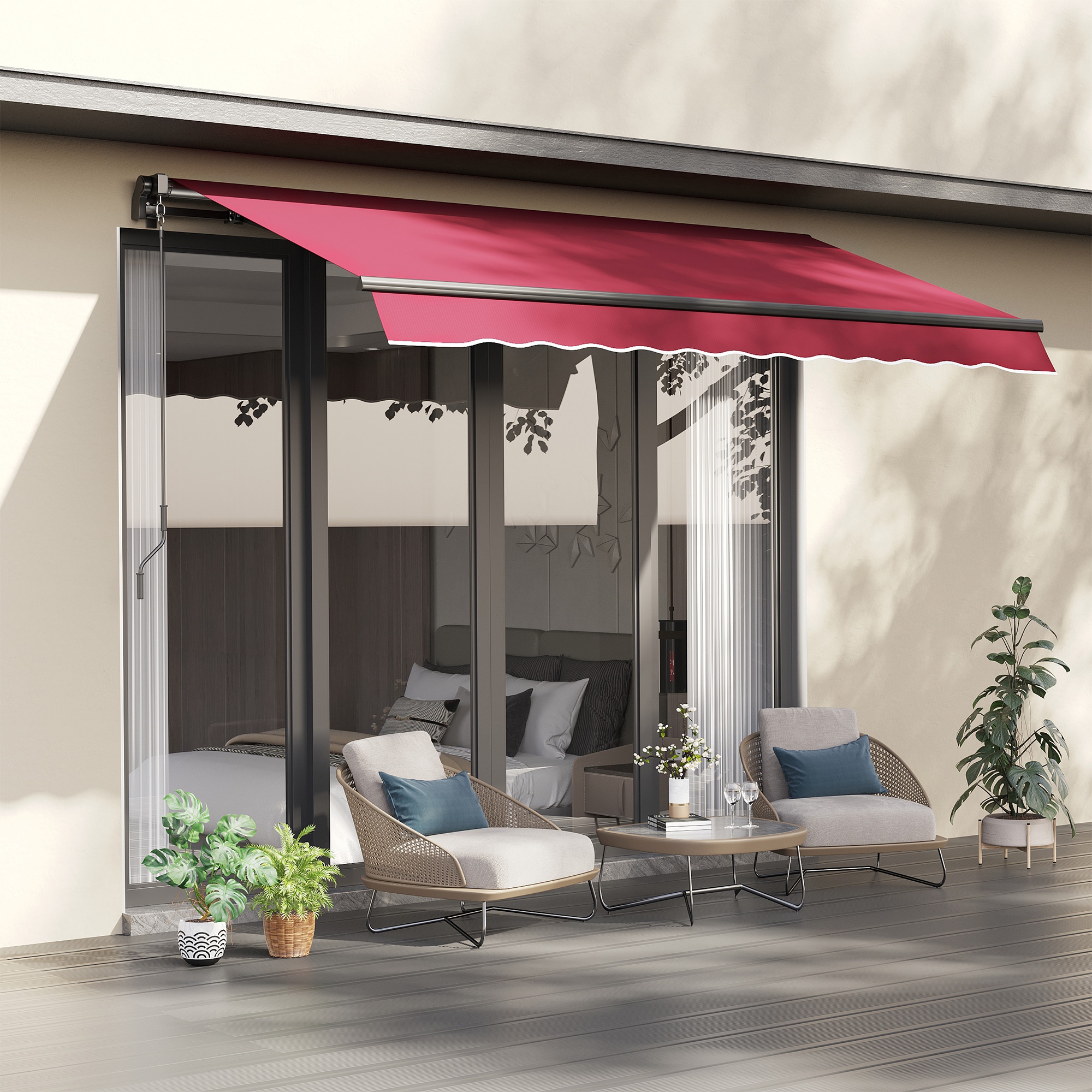 Patio Awning Canopy Retractable Deck Door Outdoor Sun Shade Shelter