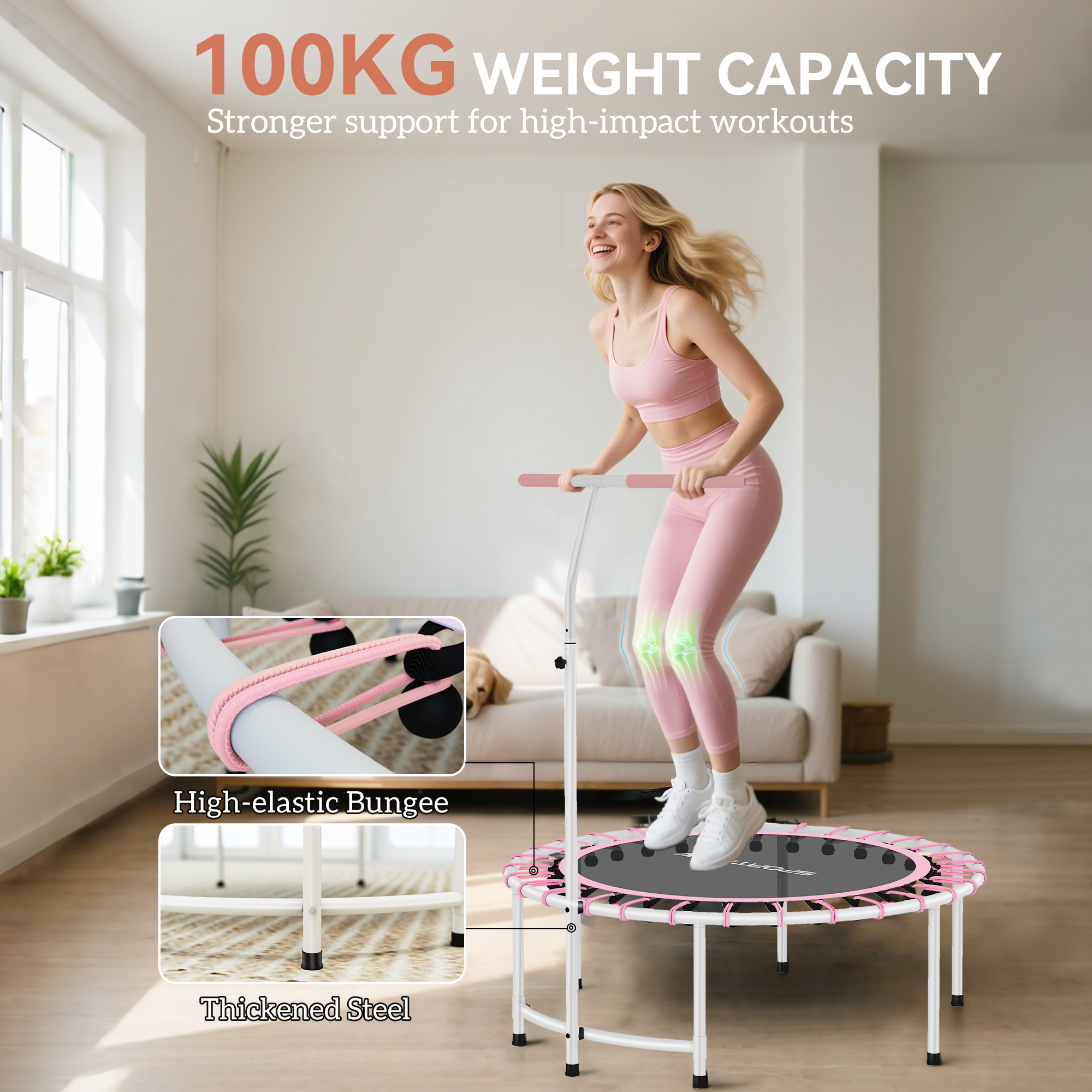 SPORTNOW 40 Fitness Trampoline, Mini Rebounder For Adults With 5-Level