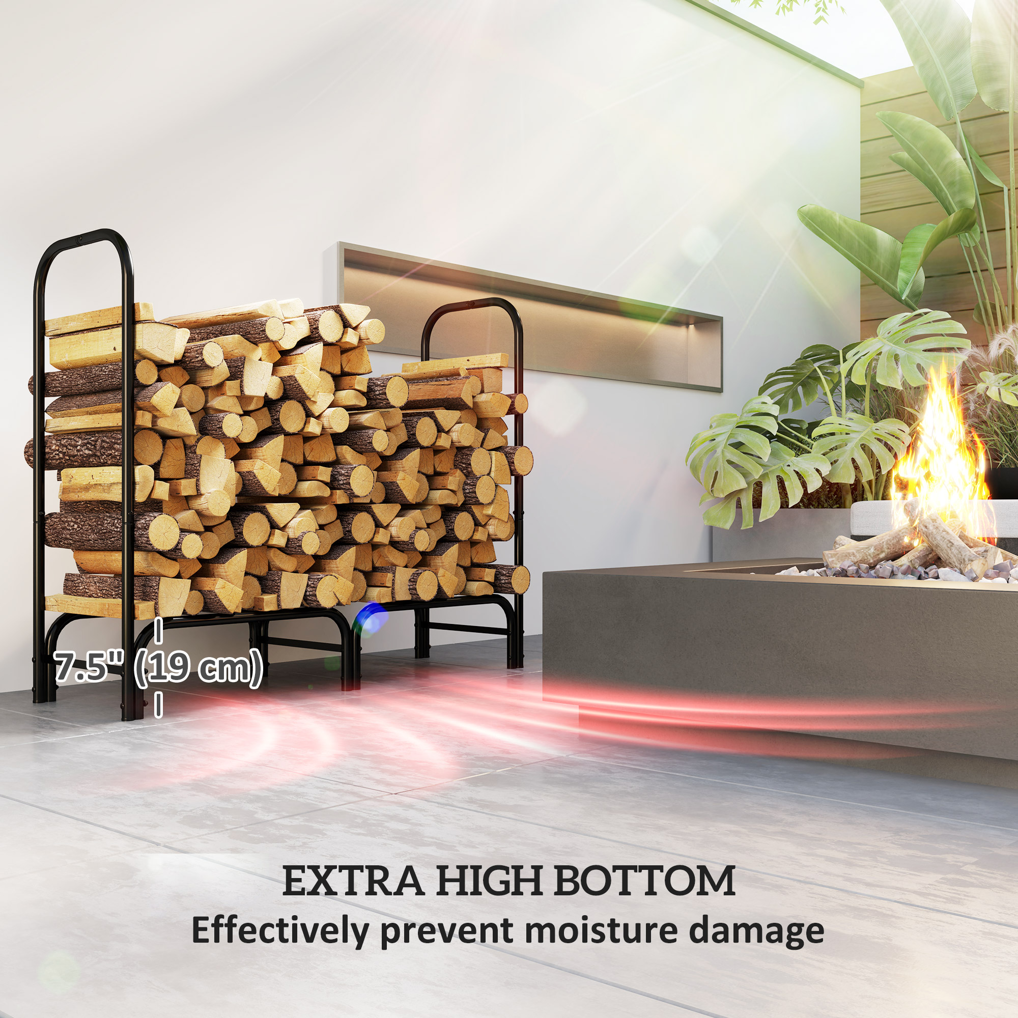 4FT Firewood Rack With Canvas Carrier Bag And 600D Oxford Waterproof Cover — image 2