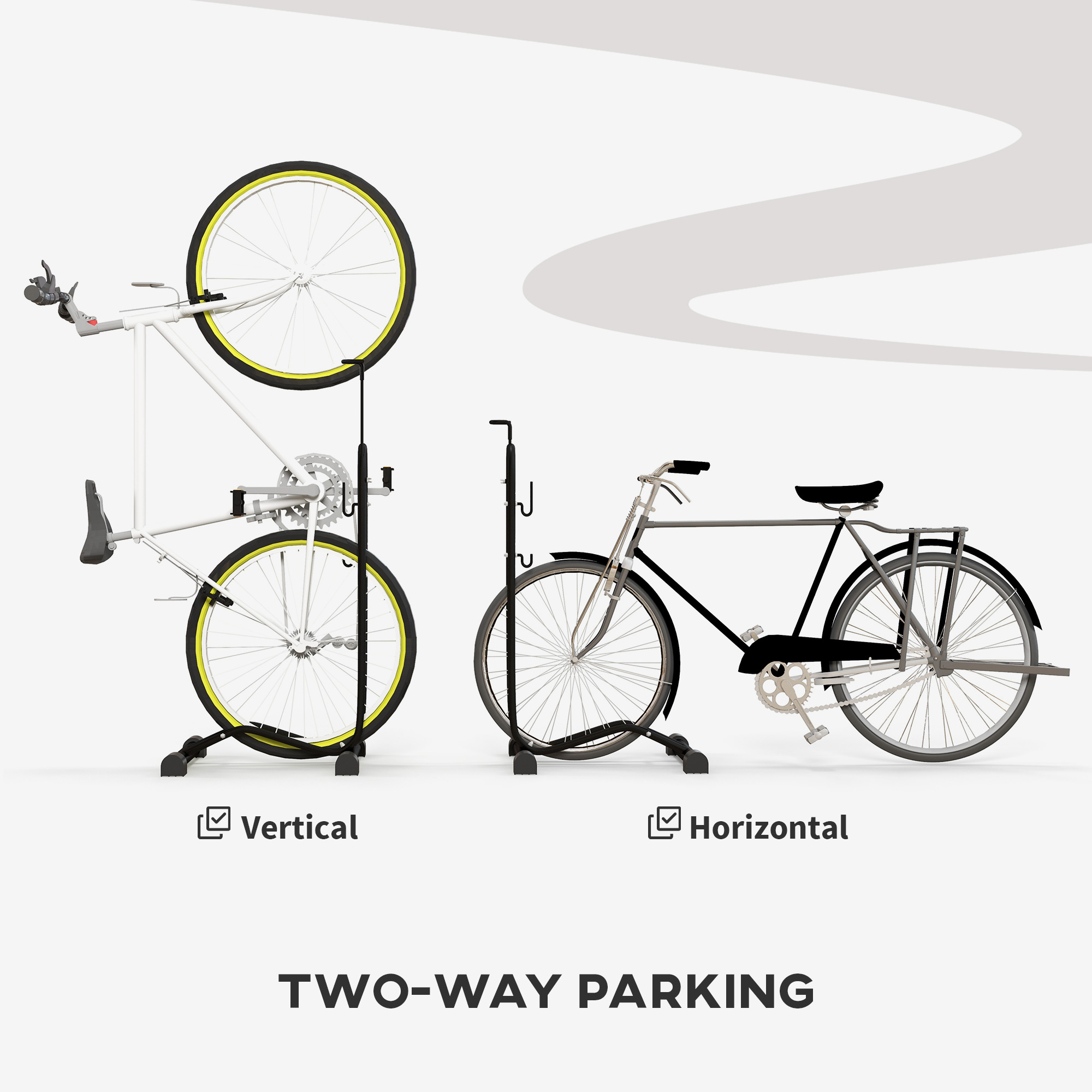 SPORTNOW Vertical And Horizontal Bike Rack Bicycle, Storage Stand — image 2