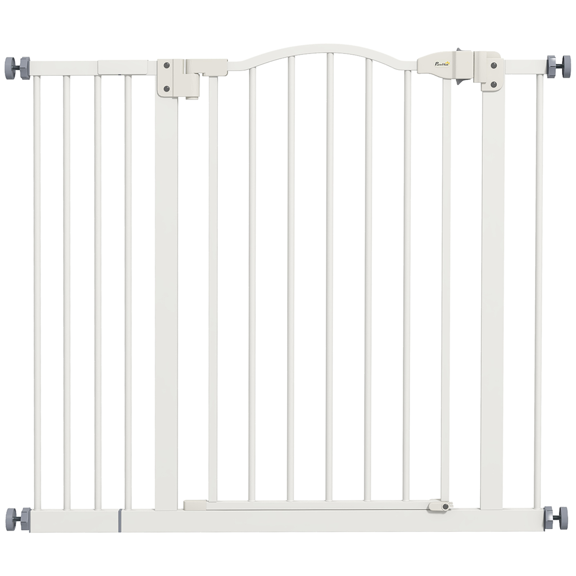 PawHut Metal 74-94cm Adjustable Pet Gate Safety Barrier W/ Auto-Close Door White - Image 1
