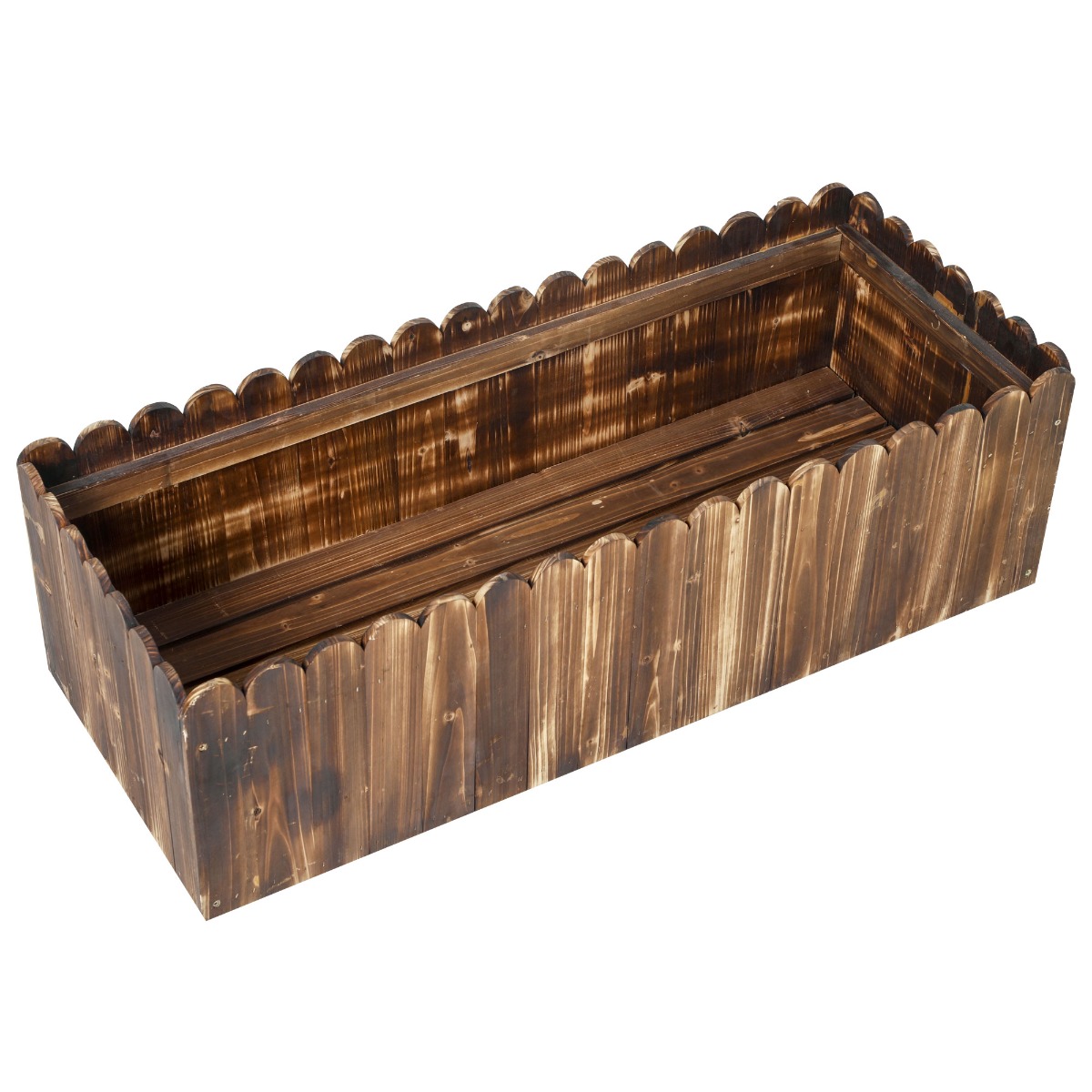 40" x 16" x 12" Raised Planter Box Garden Scalloped Edge Wooden