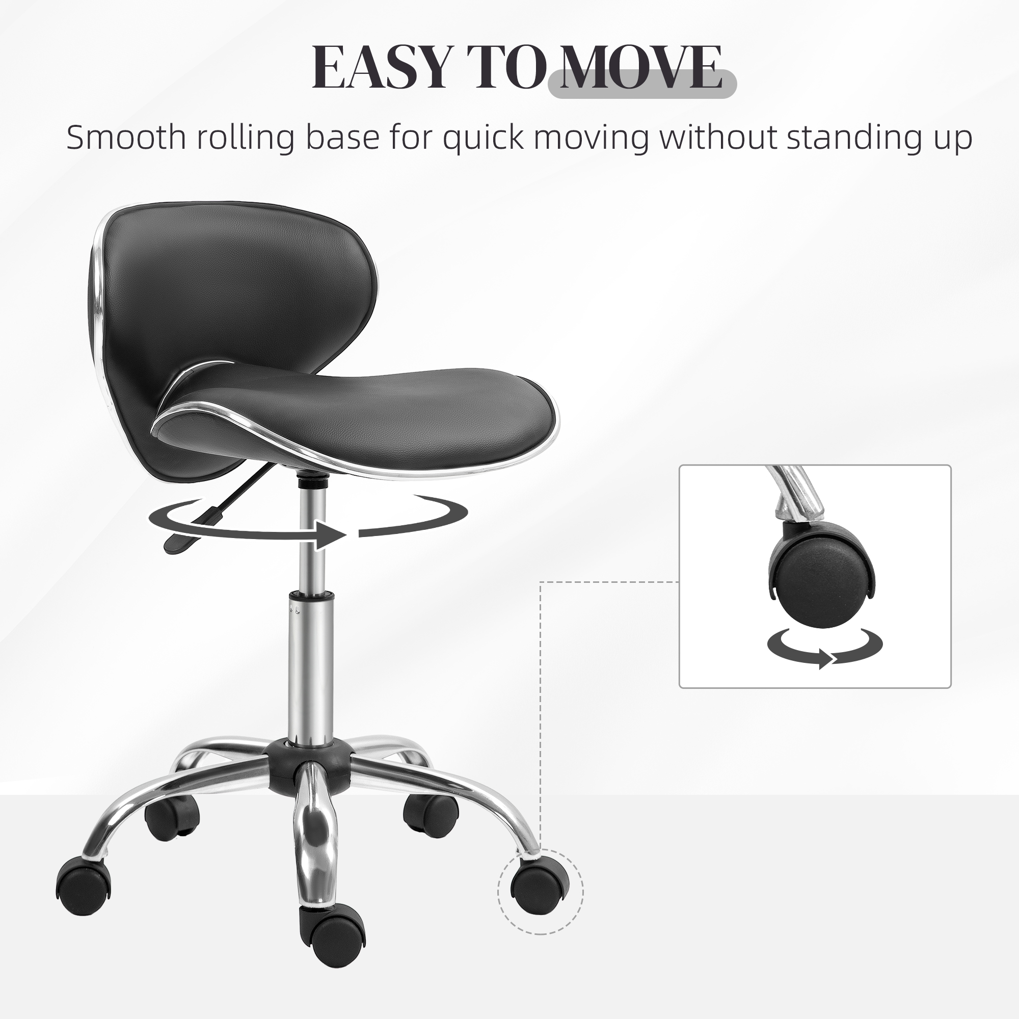 Adjustable Rolling Swivel Beauty Salon Chair, Stool For Spa, Black