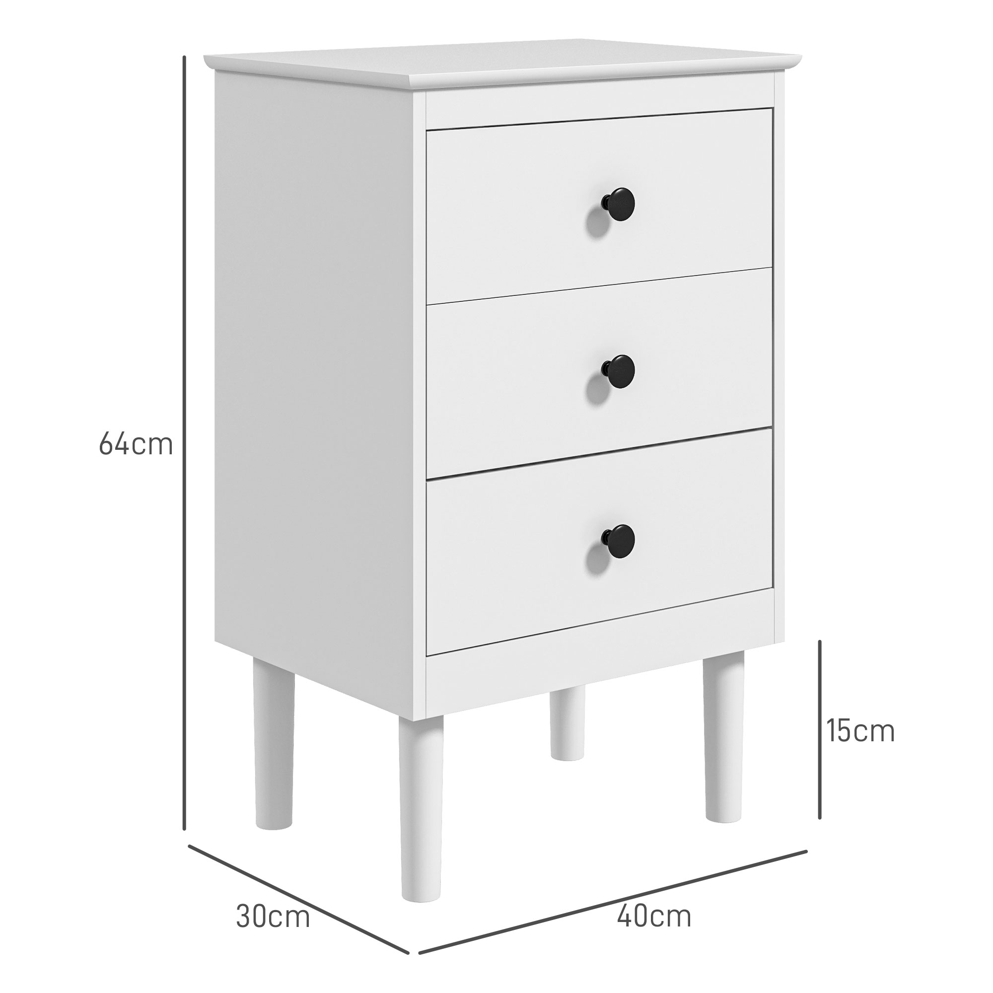 Set Of Two Three-Drawer Bedside Tables - White — image 2