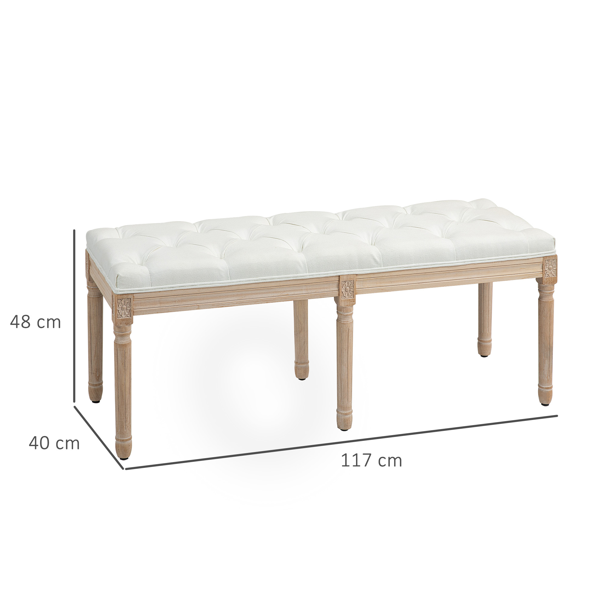Vintage French Look Bed End Bench - Cream White — image 4