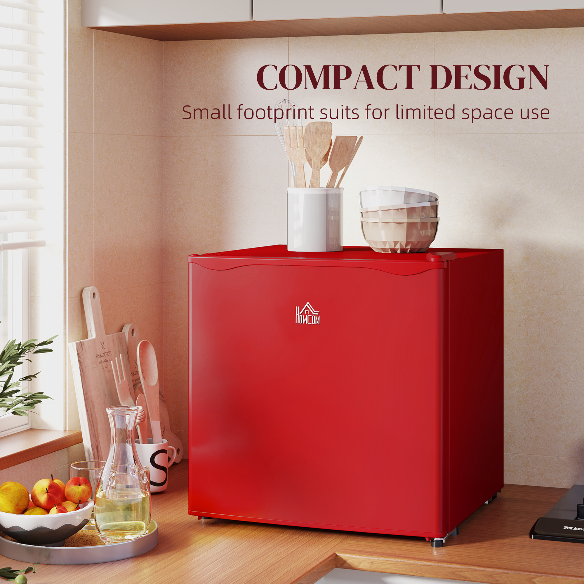  1.1 Cu.Ft Countertop Mini Freezer, Compact Upright Freezer with Removable Shelves, Red