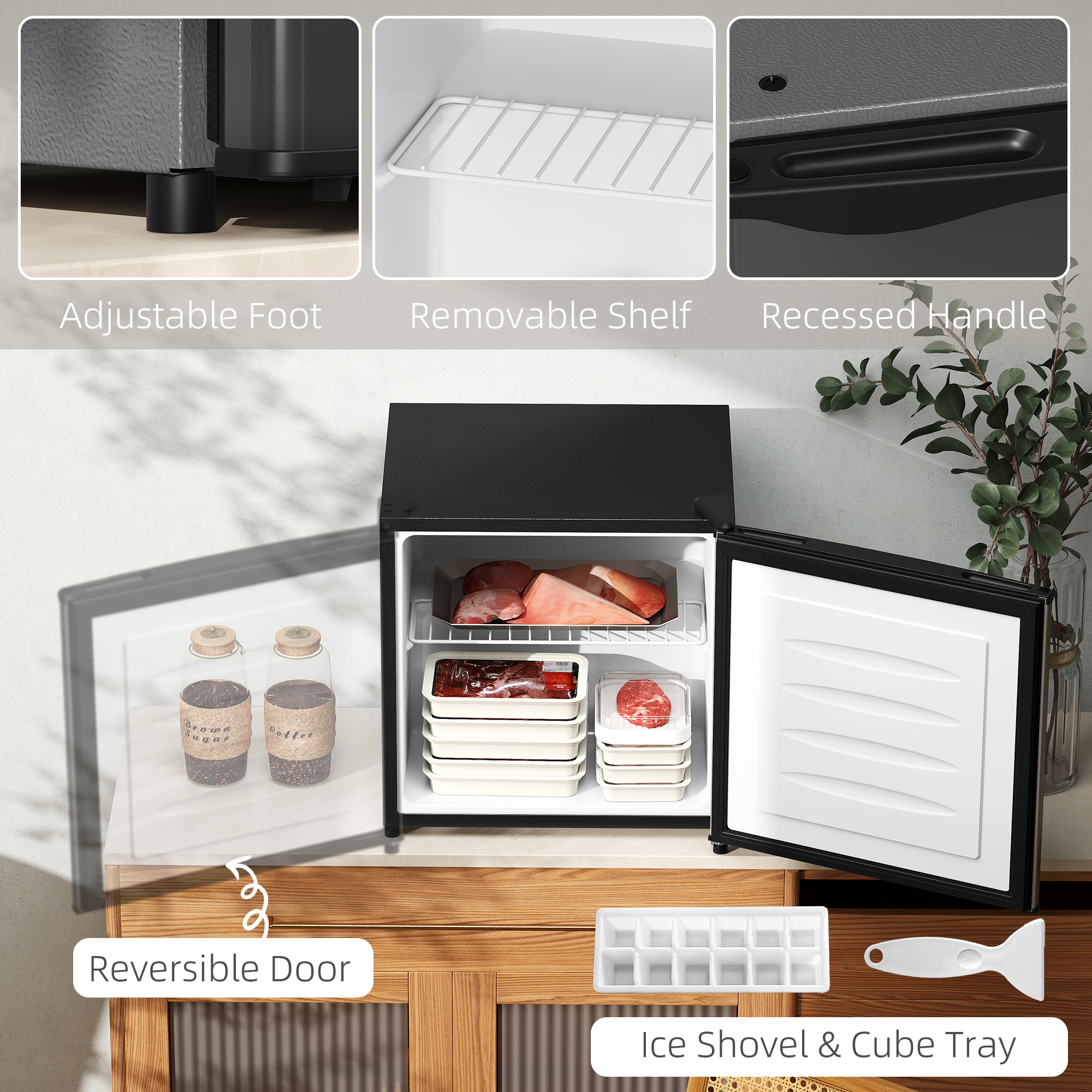  1.1 Cu.Ft Countertop Mini Freezer, Compact Upright Freezer with Removable Shelves, Silver