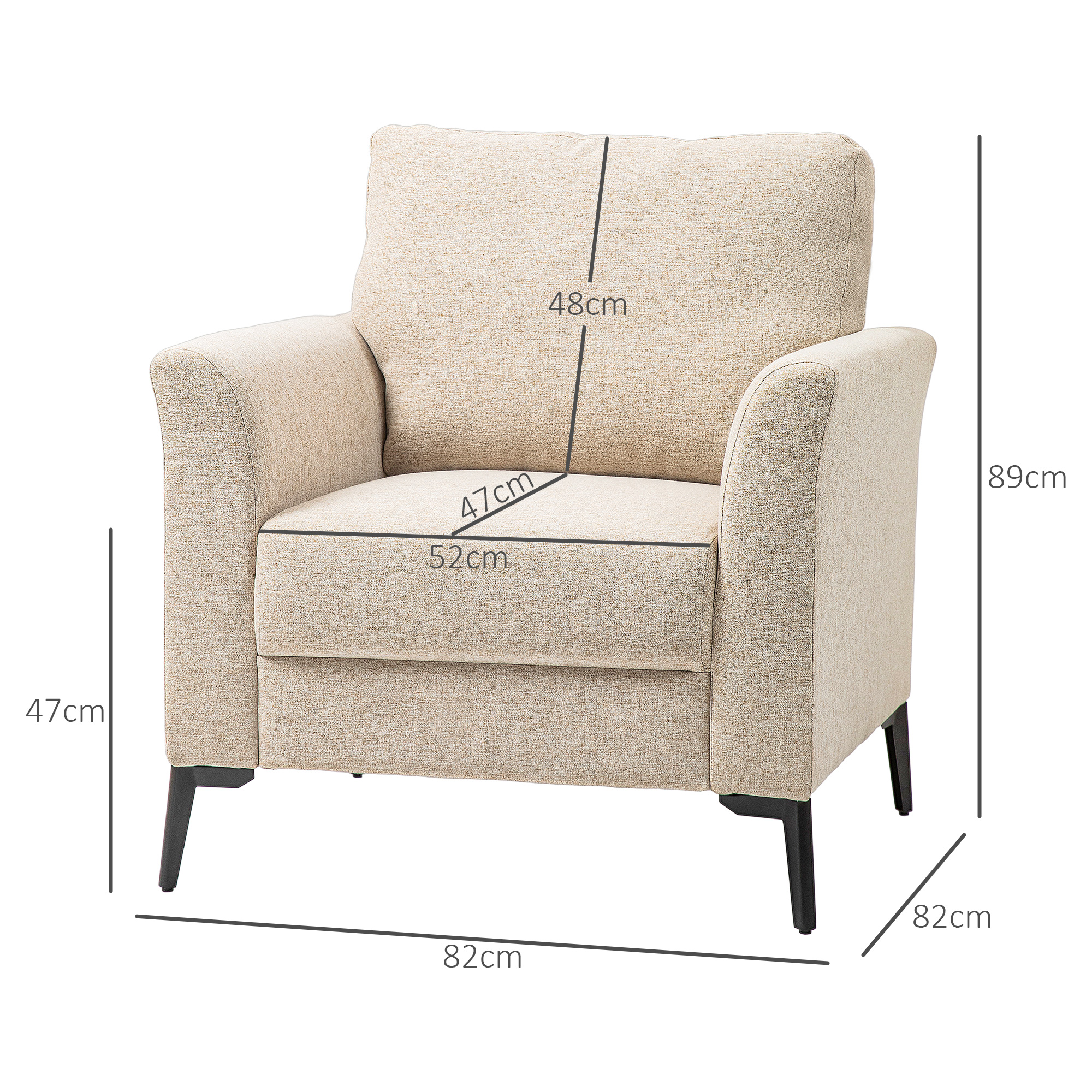 Linen-Look Armchair - Beige — image 3