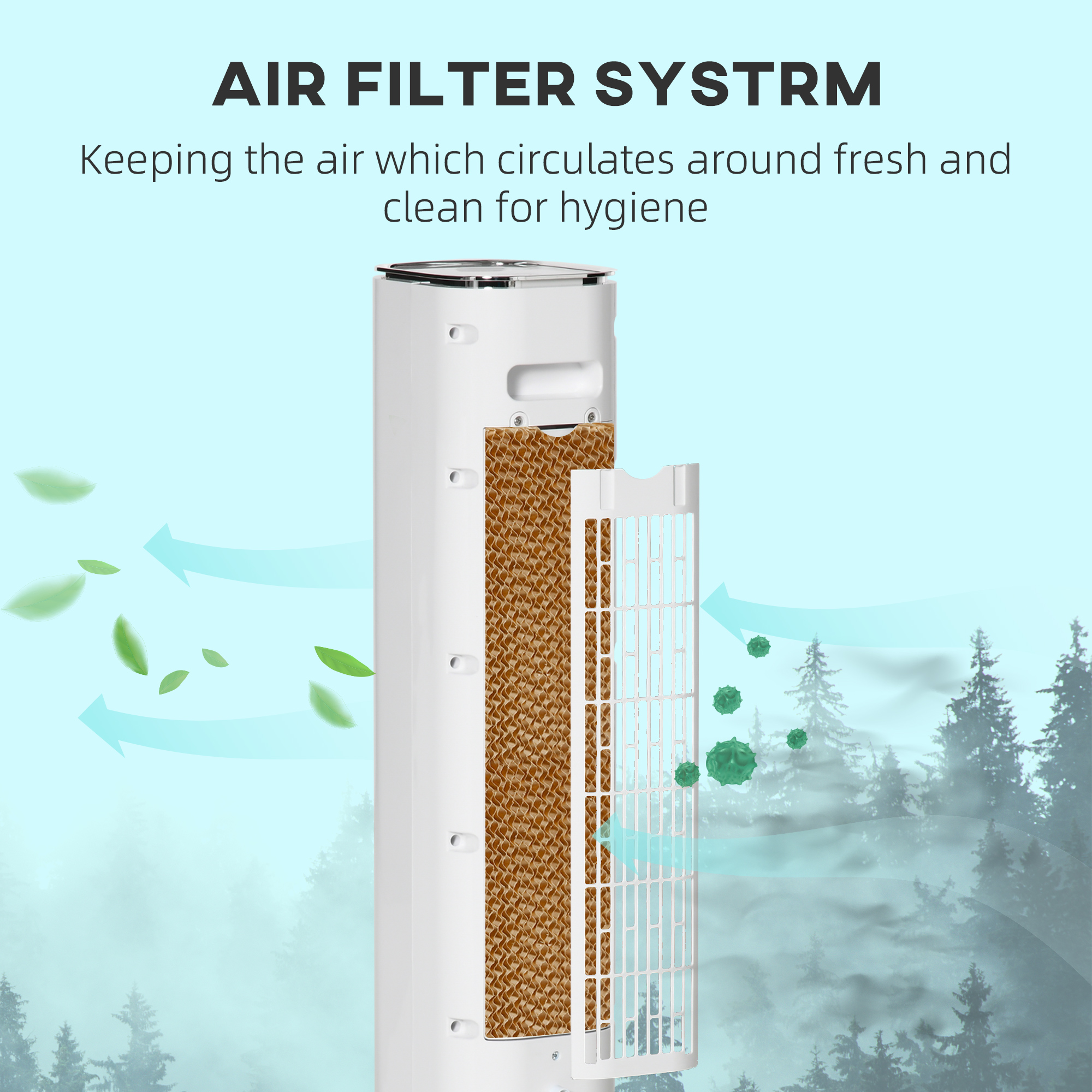  42" 3-In-1 Evaporative Air Cooler with Water Tank, Ice Cooling Fan with Humidifier, 52° Oscillating Portable Swamp Cooler for Home Office, 3 Modes, 3 Speeds, 12H Timer, Remote, White