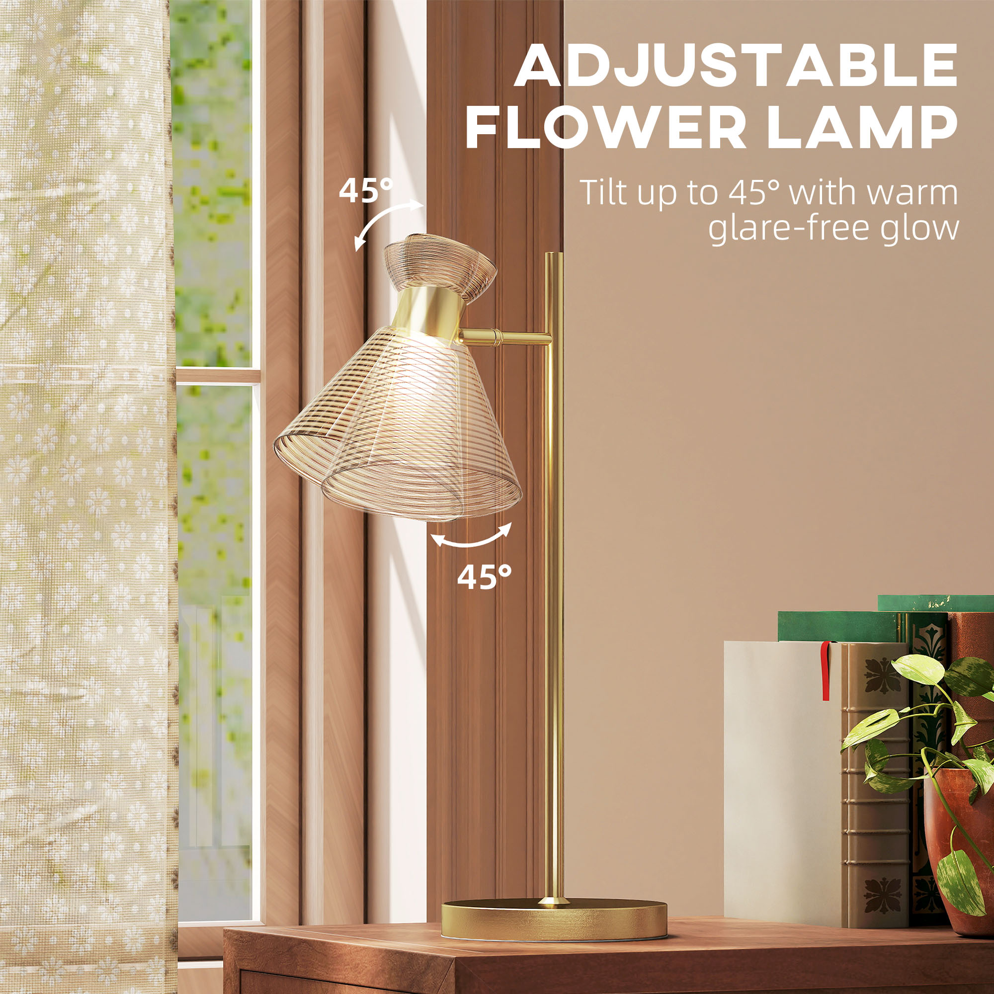 Modern Table Lamp, Bedside With Adjustable Flower-Shaped Head And E27 Socket — image 3