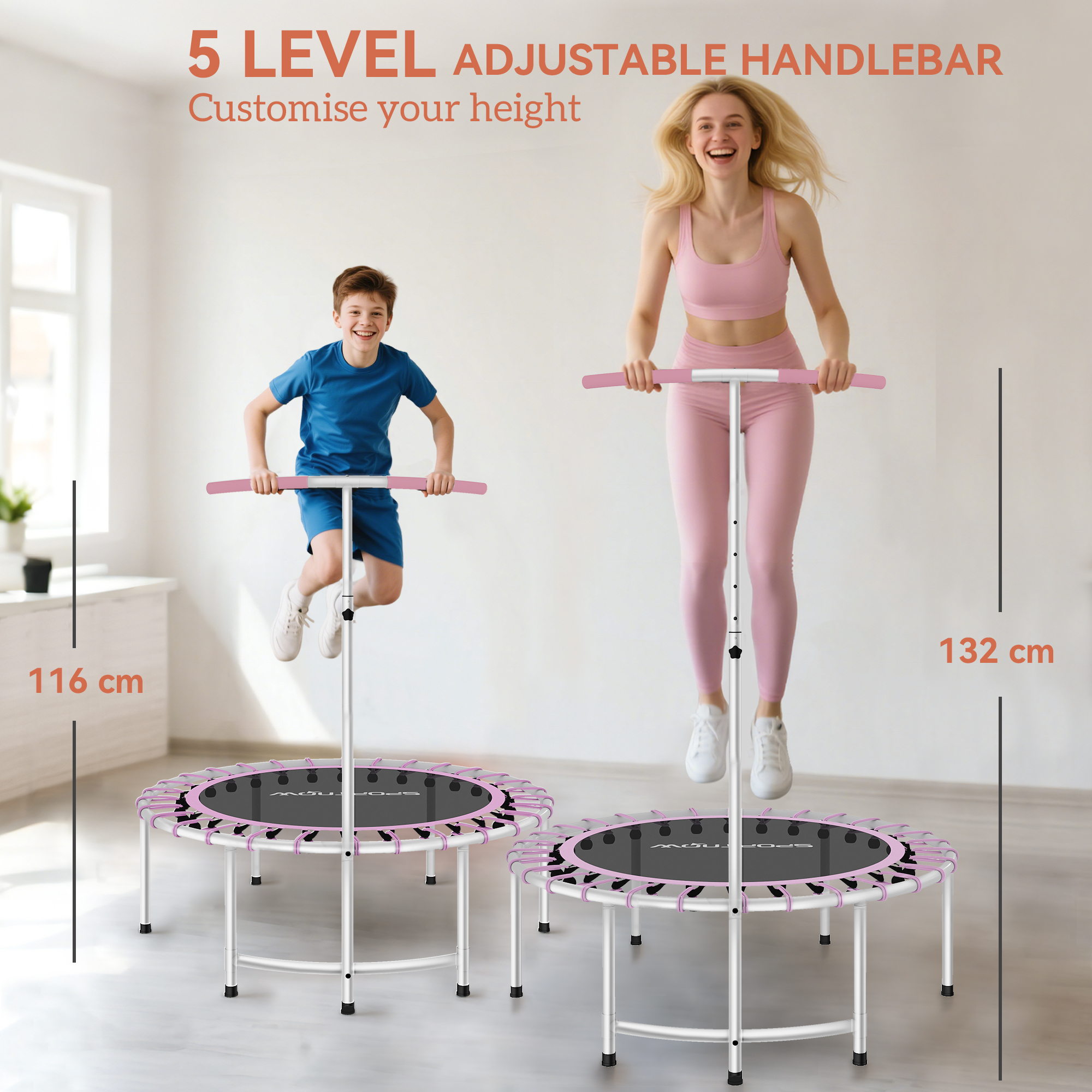 SPORTNOW 40" Fitness Trampoline, Mini Rebounder For Adults With 5-Level — image 3