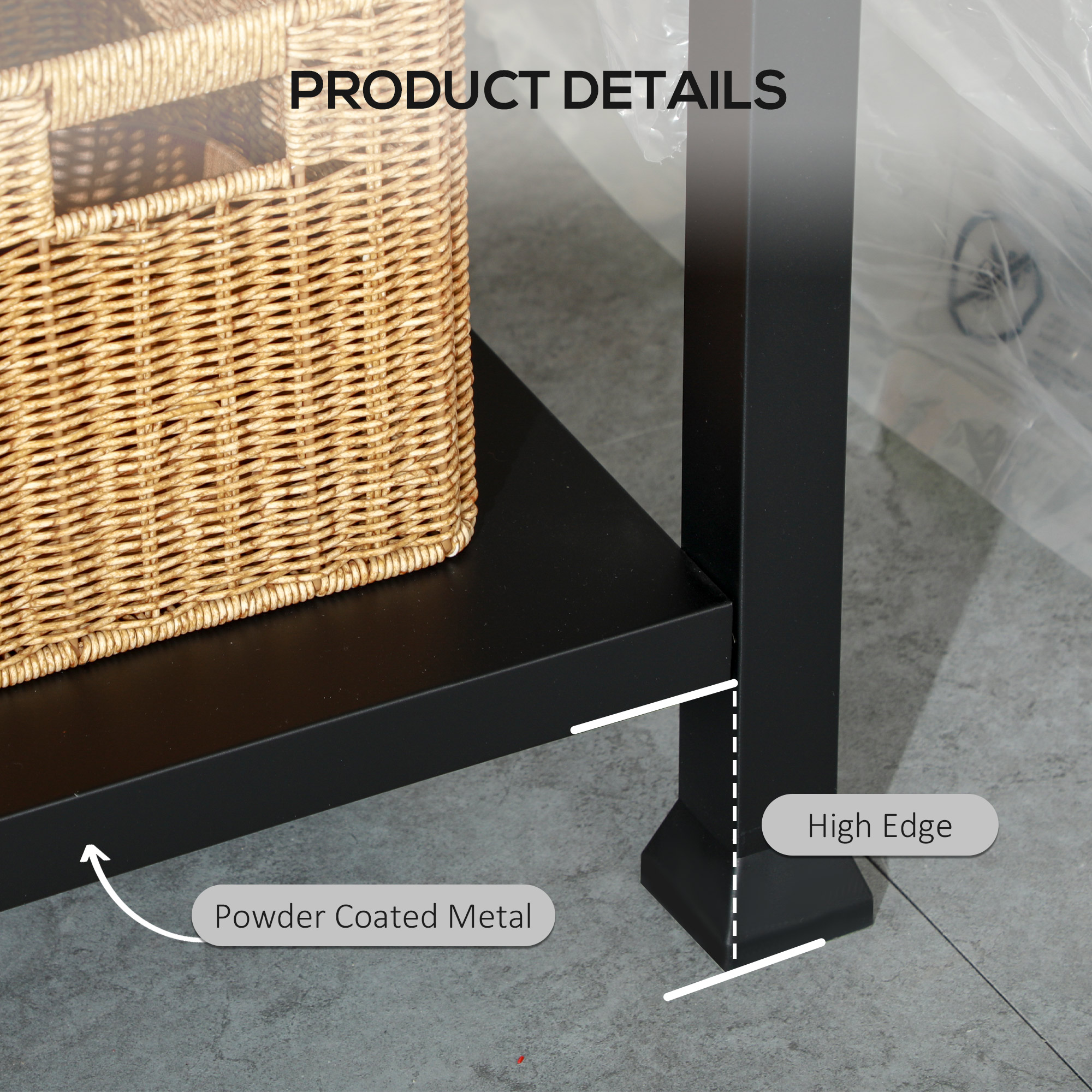 3-Shelf Outdoor Grill Cart Table with Side Handle, Stainless Steel Pizza Oven Stand on Wheels, Black - Image 3