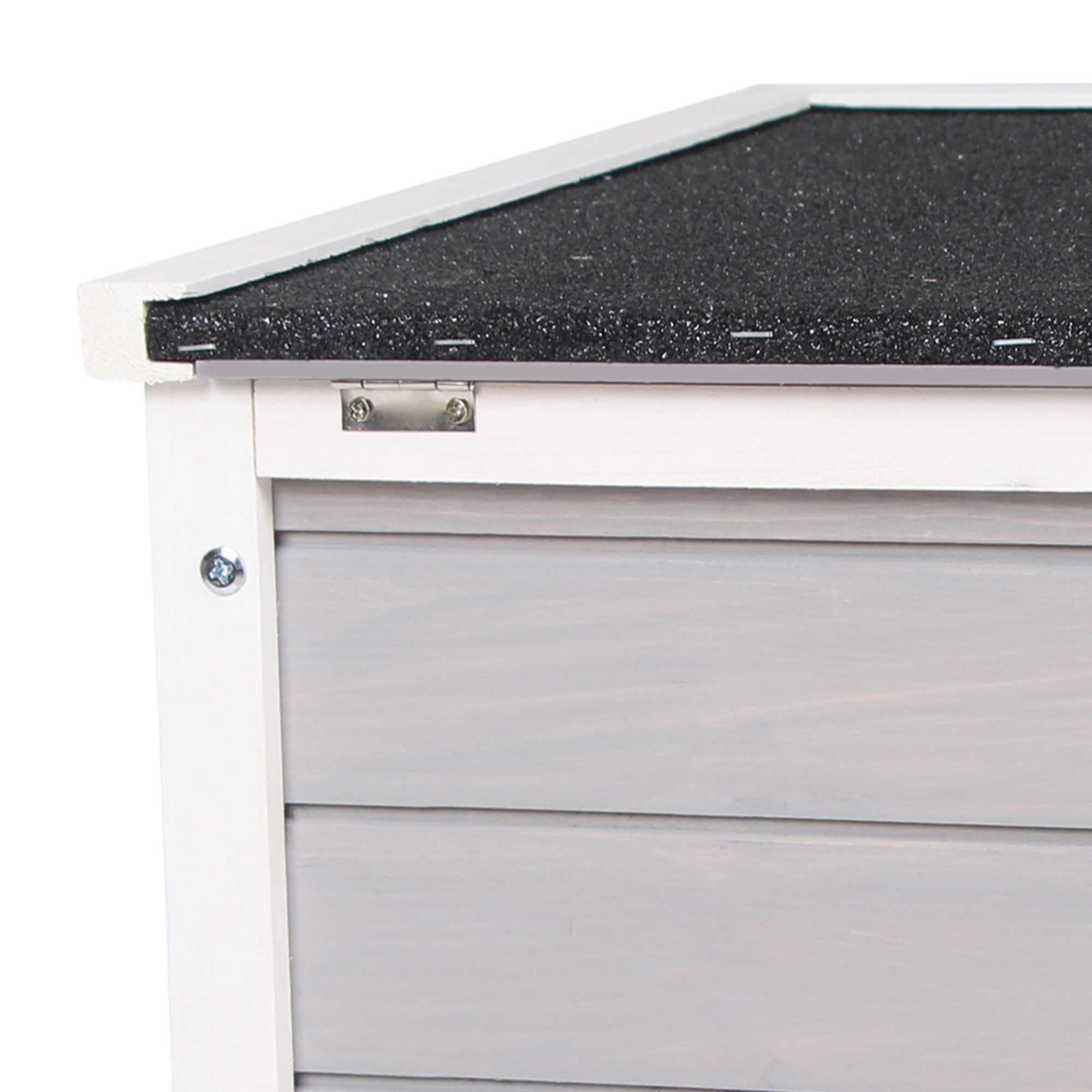  Small Wooden Rabbit Hutch Bunny Cage Guinea Pig Cage Duck House Dog House with Openable & Waterproof Roof, for Rabbits, Chickens, Ducks, Gray