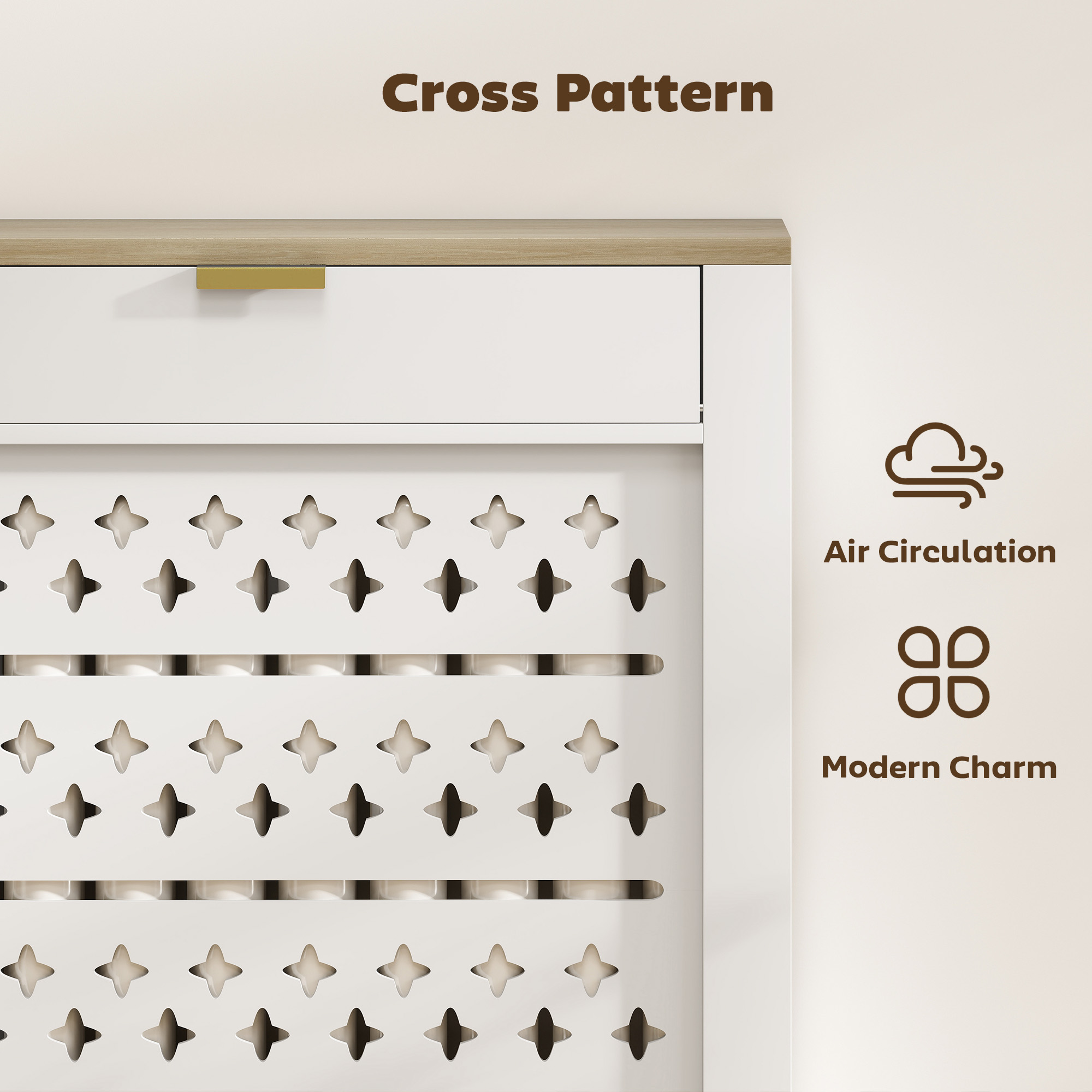 78 X 19 Cm Minimal Radiator Cover, With Drawer - White — image 3