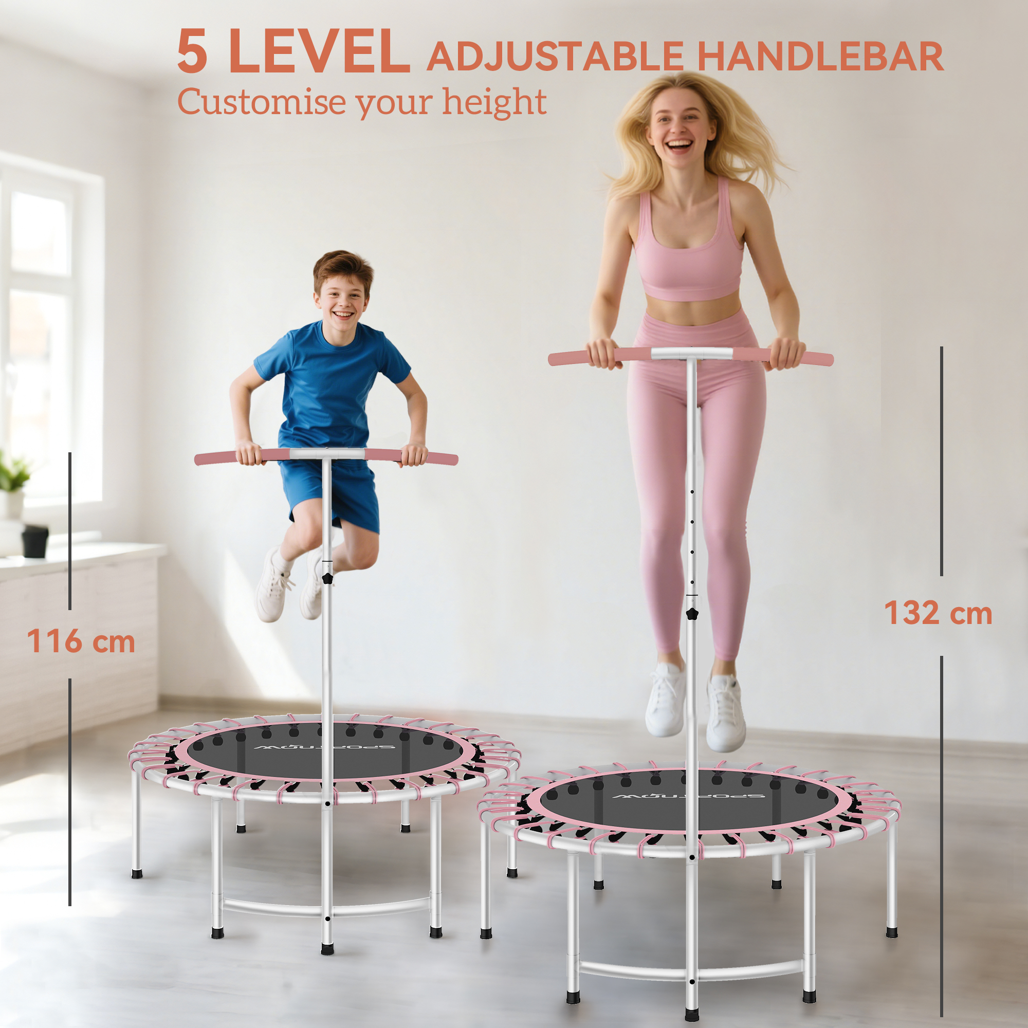 SPORTNOW 40 Fitness Trampoline, Mini Rebounder For Adults With 5-Level — image 3